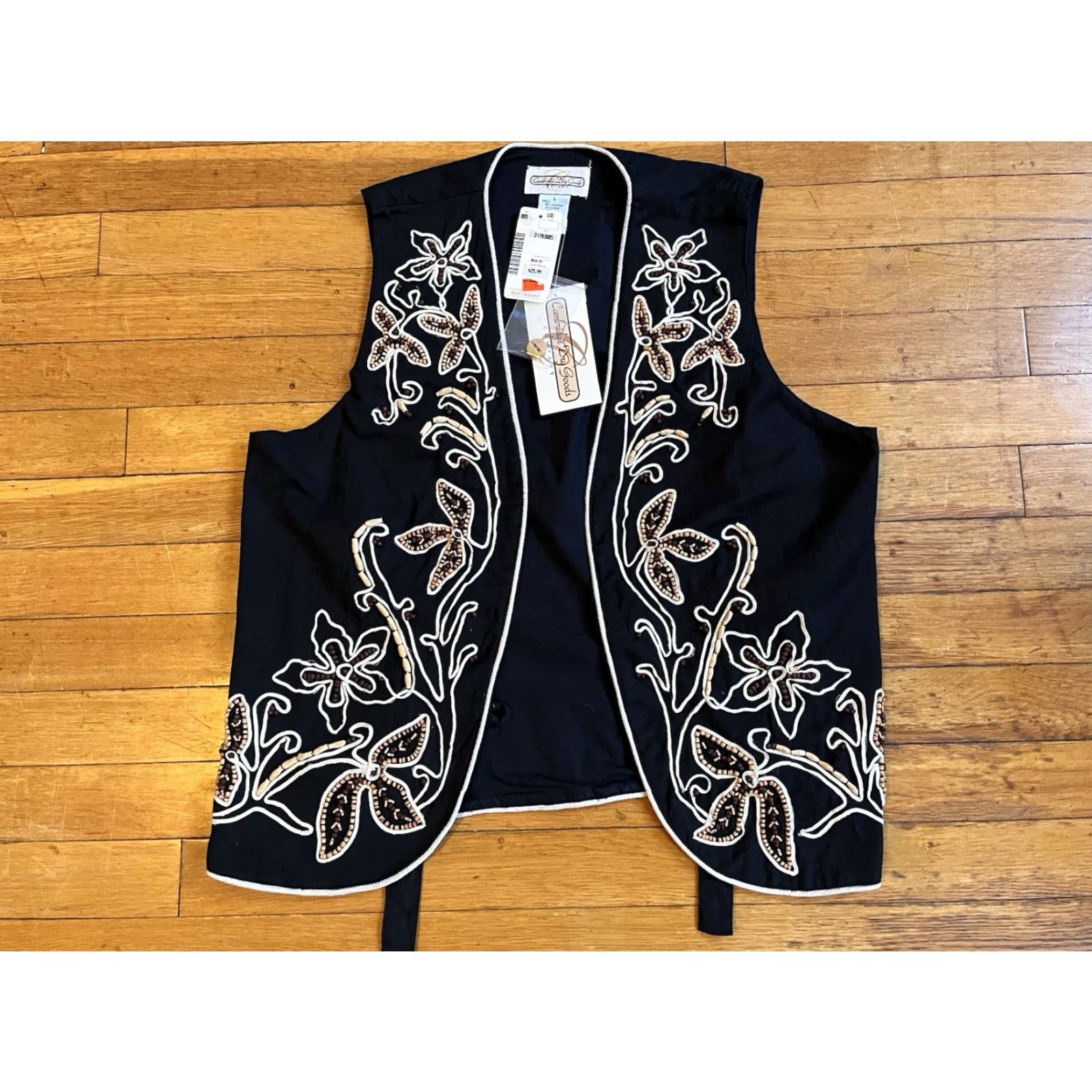 Vintage VINTAGE Cambridge Dry Goods Vest Women’s Large Black Beaded Floral Size L / US 10 / IT 46 - 2 Thumbnail