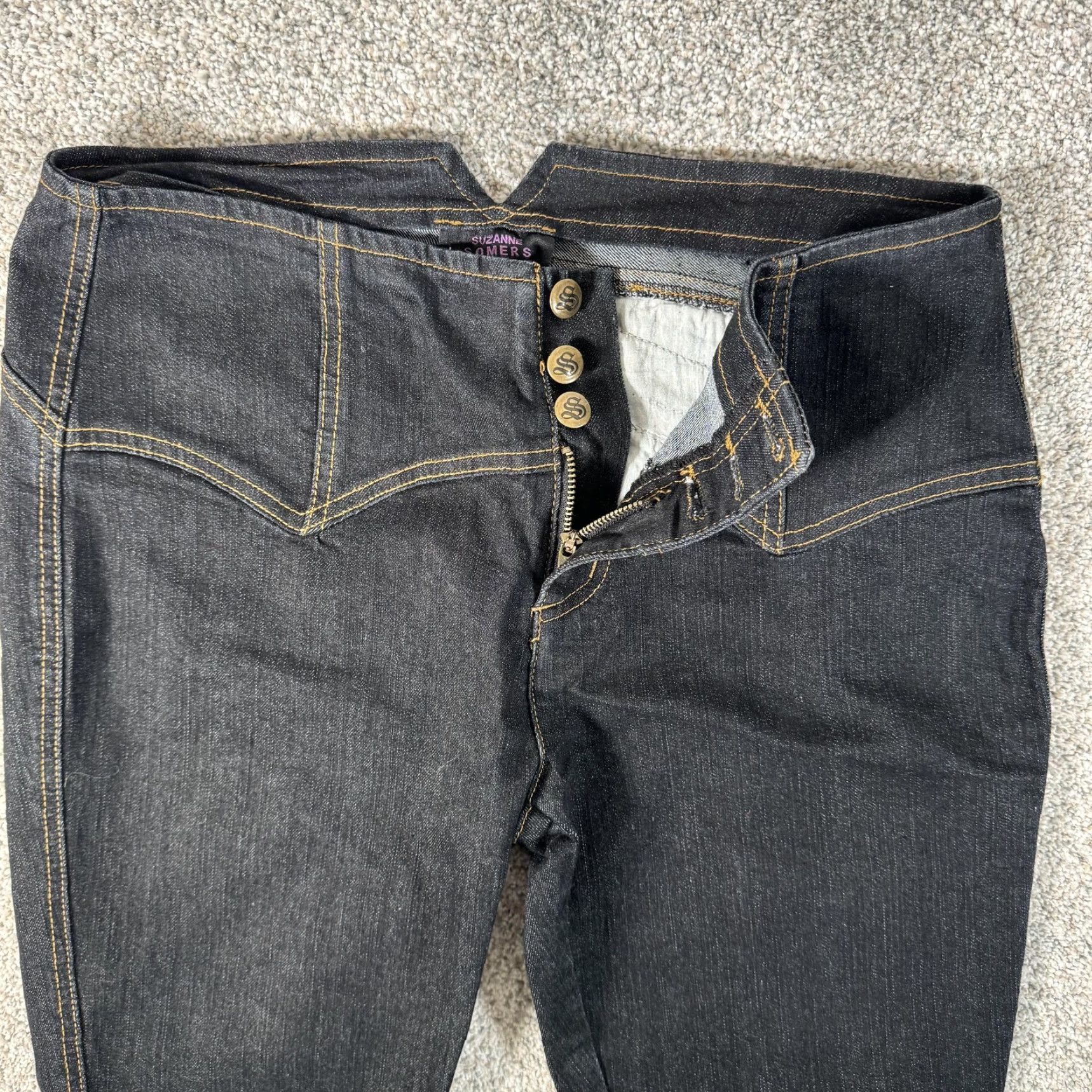 Vintage Suzanne Somers Jeans Skinny 10 Dark Indigo Stretch Y2K Slimming Tummy Control Shapewear Womens Jeans Size 32" / US 10 / IT 46 - 7 Thumbnail