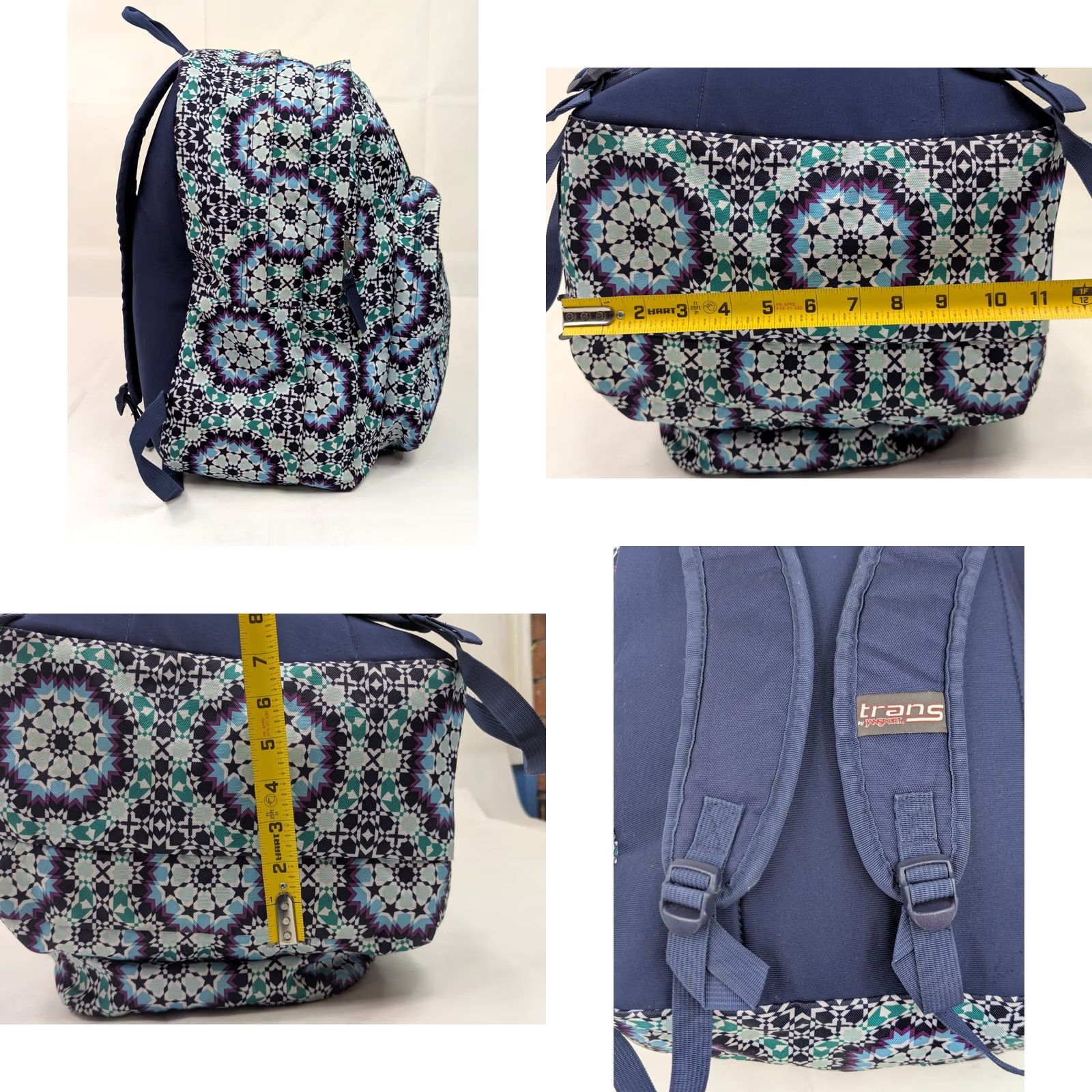 Jansport VINTAGE Trans by JanSport SuperMax Backpack Kaleidoscope Blue Purple w Laptop Pocket Size ONE SIZE - 8 Thumbnail