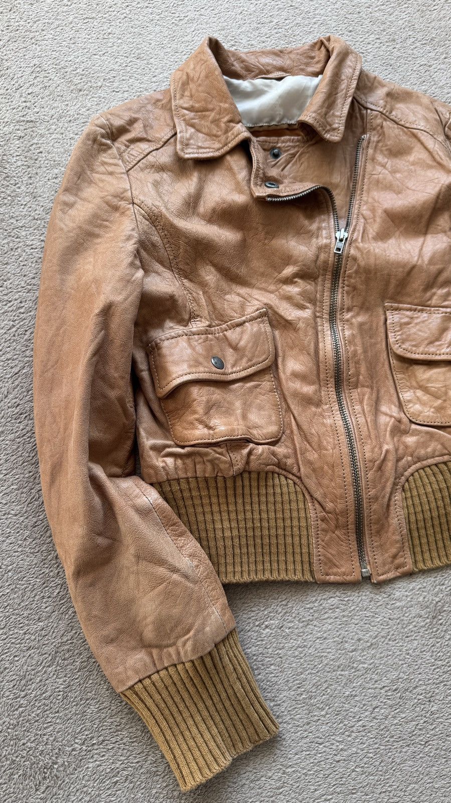 Genuine Leather Y2K Vintage Moto Biker Leather Jacket Gucci Miu Miu style Size XL / US 12-14 / IT 48-50 - 4 Thumbnail