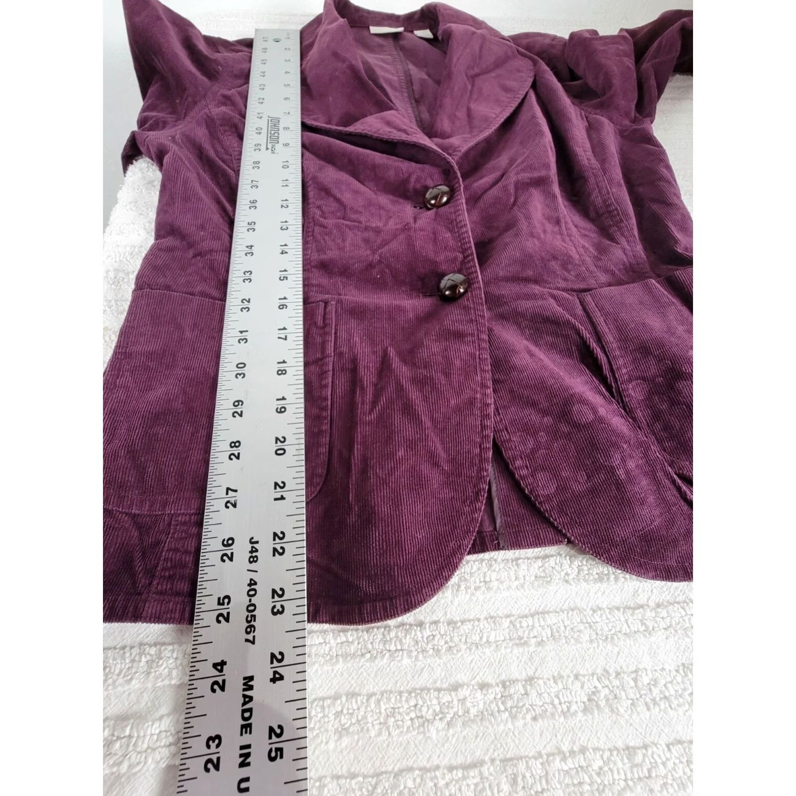 Vintage Halogen Blazer Jacket Plum Corduroy Two-Button Button Closure Casual Womens L Size L / US 10 / IT 46 - 7 Thumbnail
