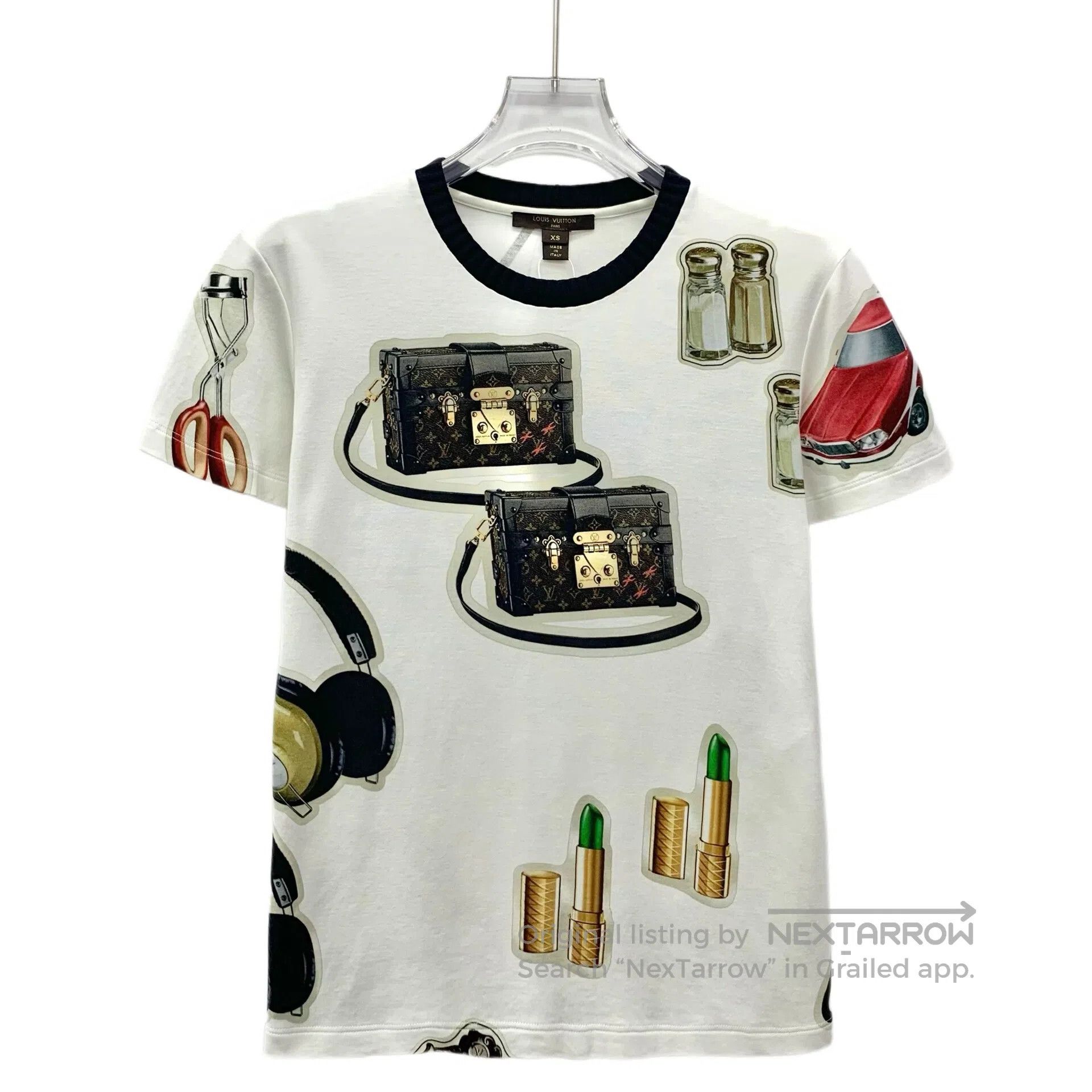 Louis Vuitton Louis Vuitton White bag cosmetic print round neck short sl Size US XS / EU 42 / 0 - 1 Thumbnail