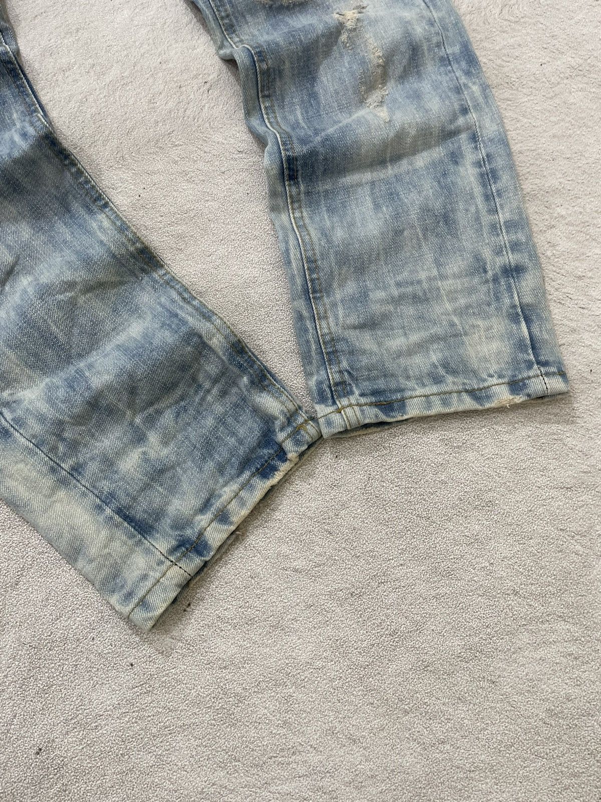If Six Was Nine 2000s Buckaroo Heavy Distressed Denim Light Washed Y2K LGB Size US 31 - 5 Thumbnail