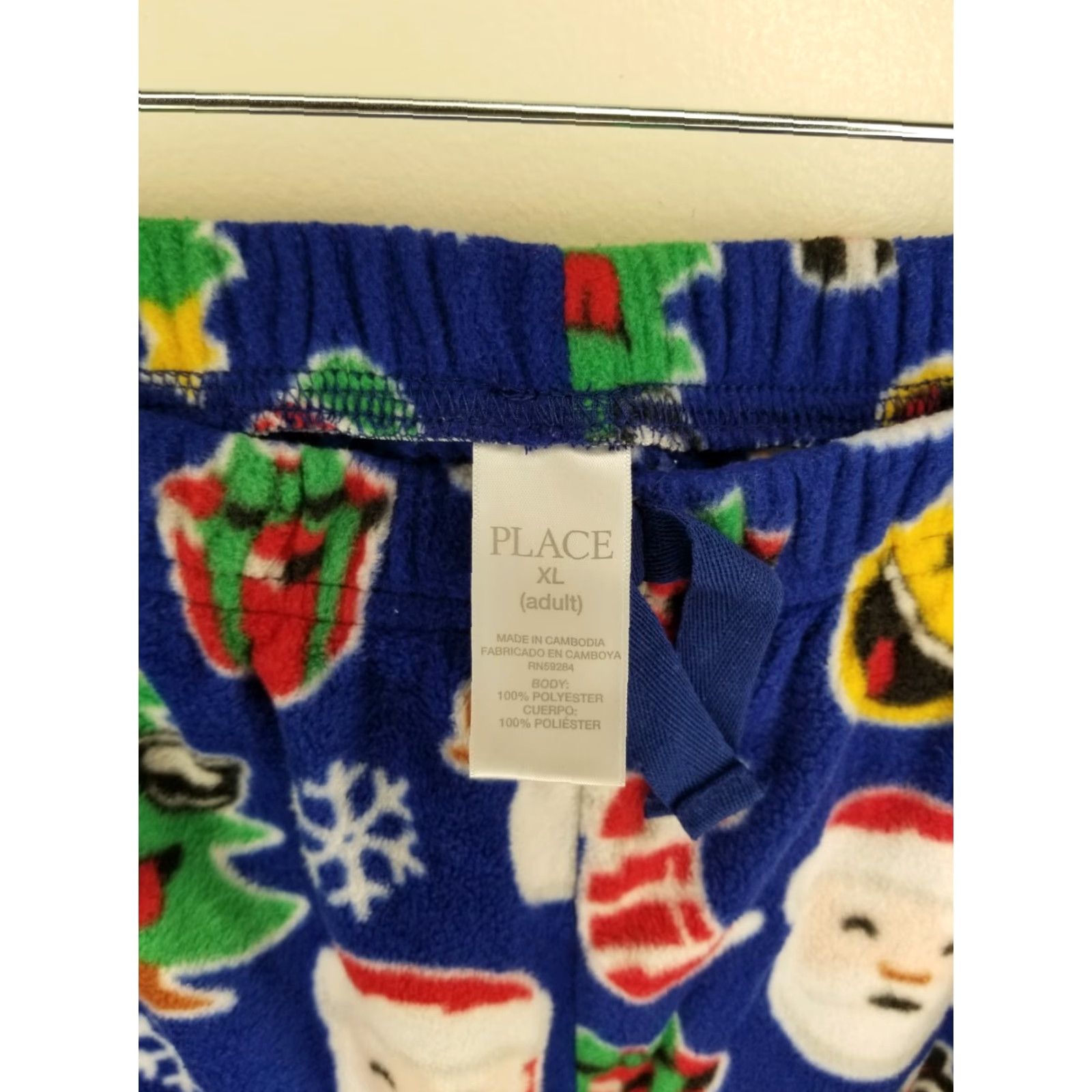 Vintage PLACE Christmas Pajama Pants Women's XL Blue Santa Trees Presents Snowmen Size 40" / US 18 - 3 Thumbnail