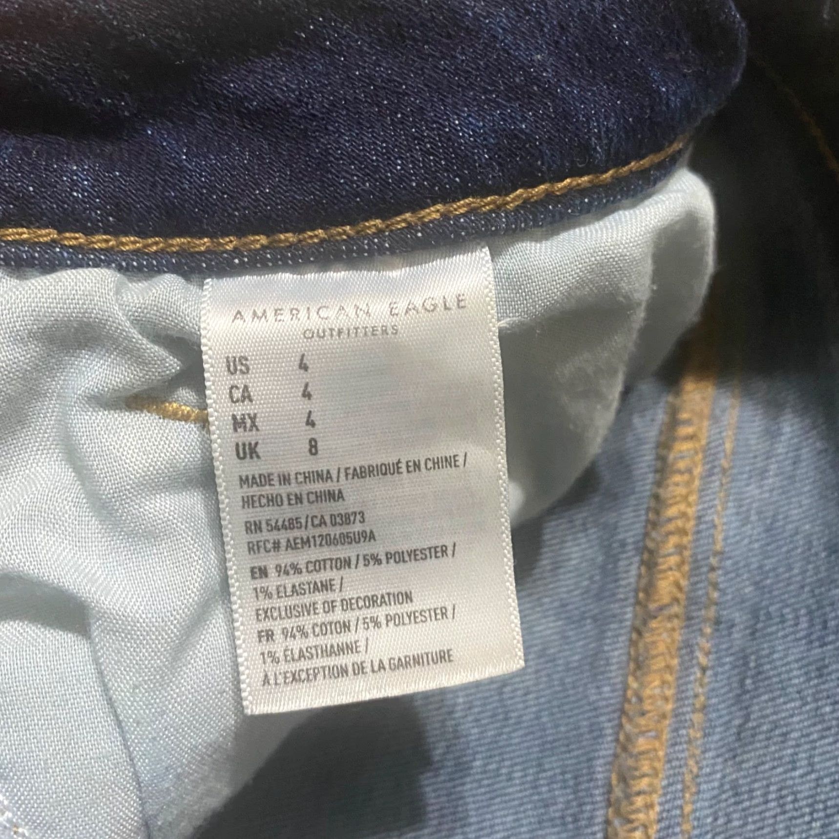American Eagle Outfitters American Eagle Outfitters Womens 4 Jeans Shorts Blue Denim Distressed Dark Wash High Rise Stretch 5-Pocket Design Solid Color Casual Summer Size 27" / US 4 / IT 40 - 5 Thumbnail