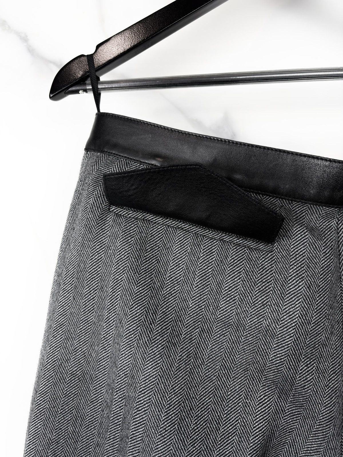 Gucci AW00 Gucci Tom Ford Leather Trim Herringbone Trousers Pants Size US 32 / EU 48 - 4 Thumbnail