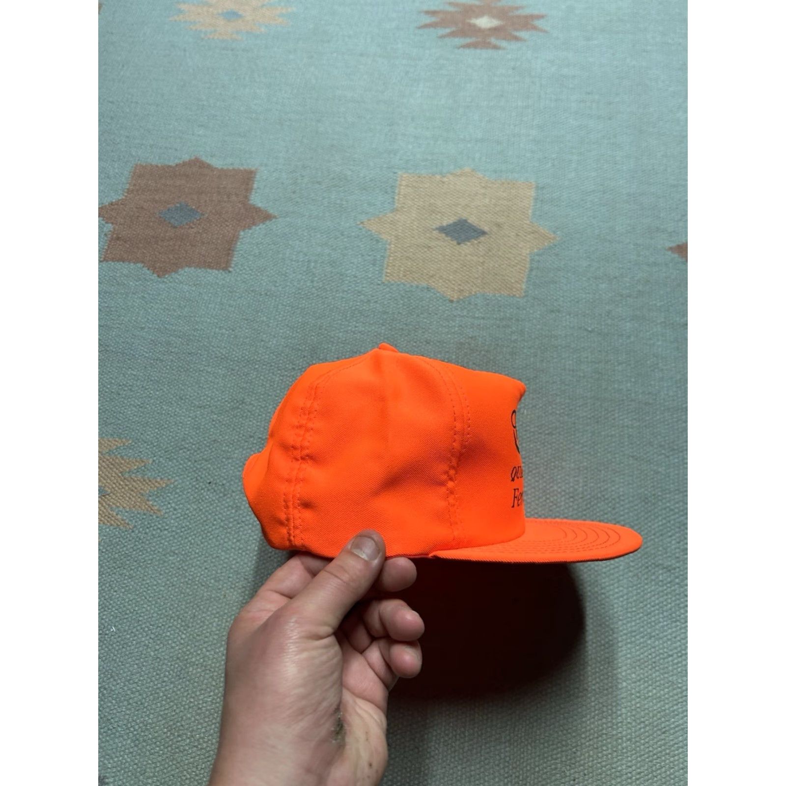 RHODE VINTAGE 80s 90s snapback hat cap Rhodes Inc blaze orange USA Adjustable Mens Hat Size 44L - 8 Thumbnail