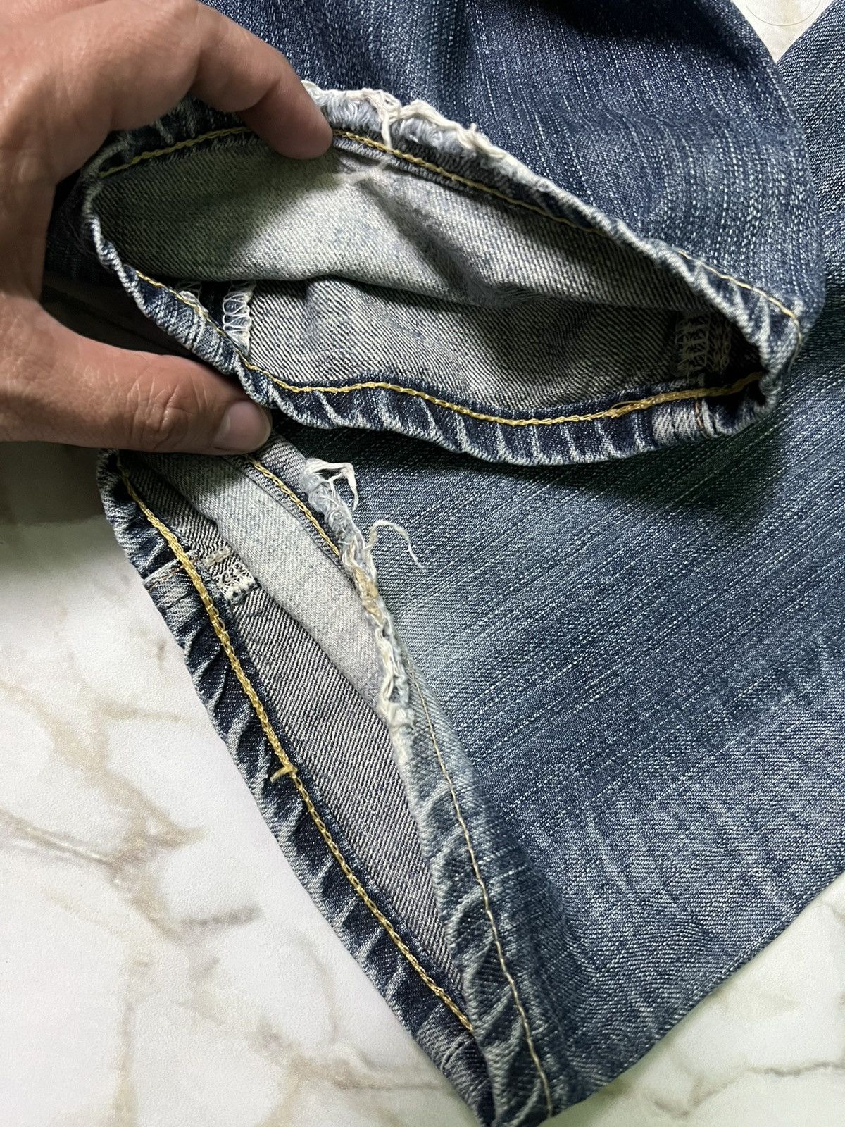 Edwin × If Six Was Nine × Japanese Brand VINTAGE EDWIN 503 BLUE TRIP DISTRESS JEAN Size US 31 - 21 Thumbnail