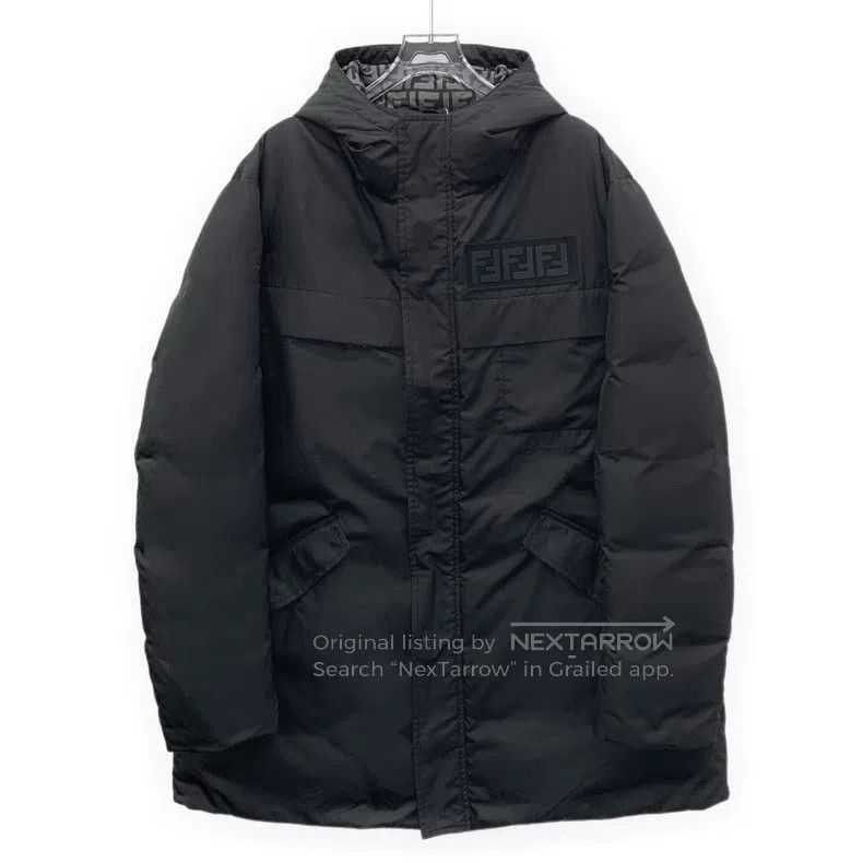 Fendi Fendi Black Lining Logo Full Print Hooded Long Sleeve Down Size US M / EU 48-50 / 2 - 1 Thumbnail