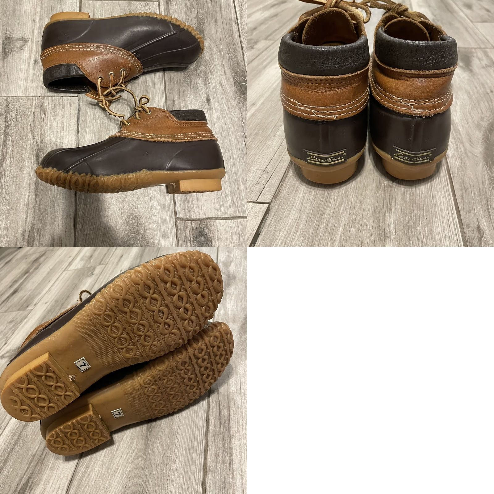 Eddie Bauer VINTAGE Eddie Bauer Low Duck Rubber Rain Boots 7M Waterproof Lace Slip On Women Boots Brown Rubber Waterproof 7M Women Boots Size US 7 / IT 37 - 8 Thumbnail