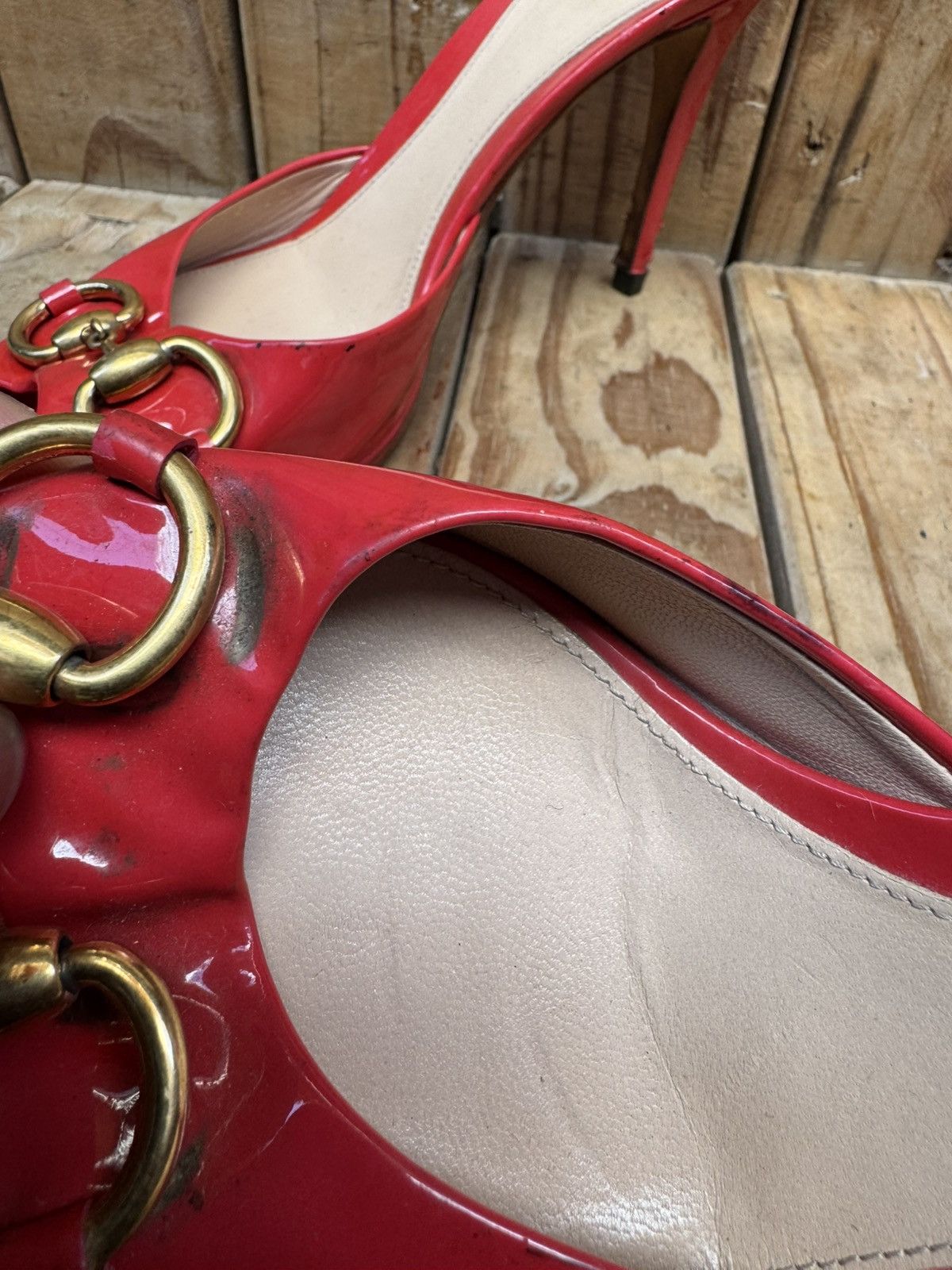 Gucci Gucci Red women’s slip on patent leather heels EUR 37.5 Size US 7.5 / IT 37.5 - 6 Thumbnail