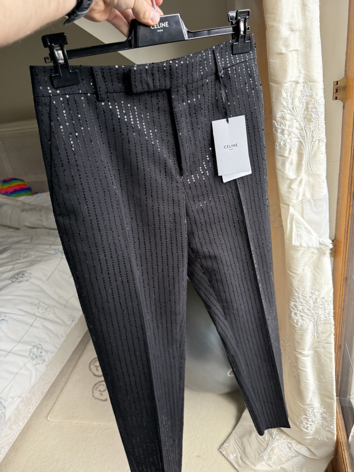 Celine SS23 Celine sequin Hedi Slimane tuxedo pants trousers 48 Size 38L - 18 Thumbnail