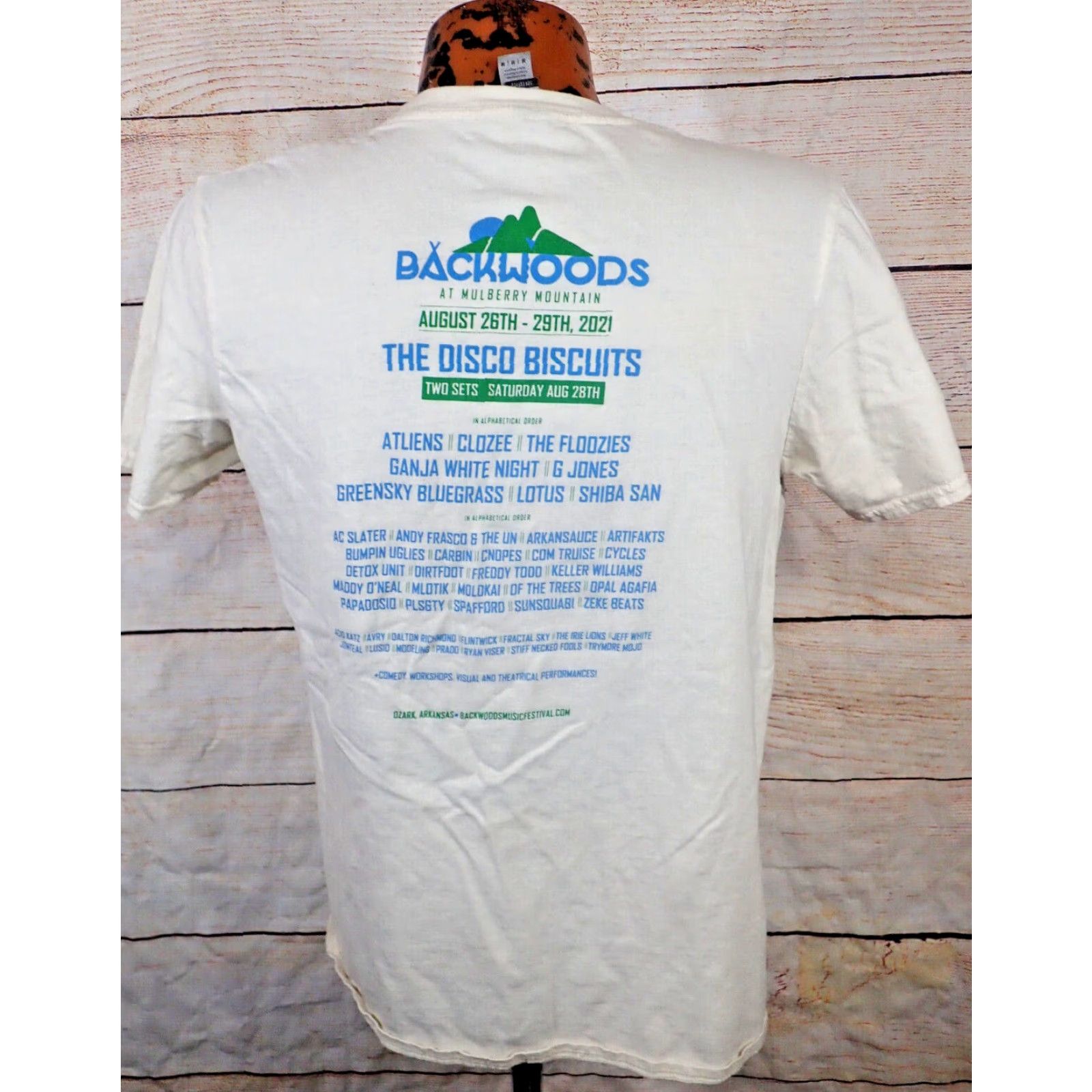 Gildan Backwoods Mulberry Mountain 2021 Music Festival Gildan Adult Medium T-Shirt Graphic Print White Band Tour 2020s Mens Size US M / EU 48-50 / 2 - 2 Thumbnail