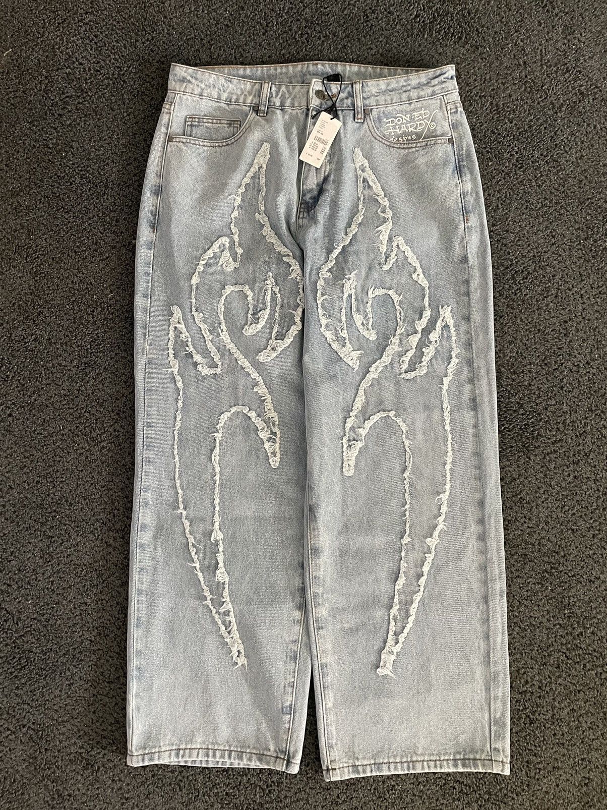 Christian Audigier × Ed Hardy × Vintage Ed Hardy Baggy Ripped Jeans Size US 32 / EU 48 - 1 Thumbnail