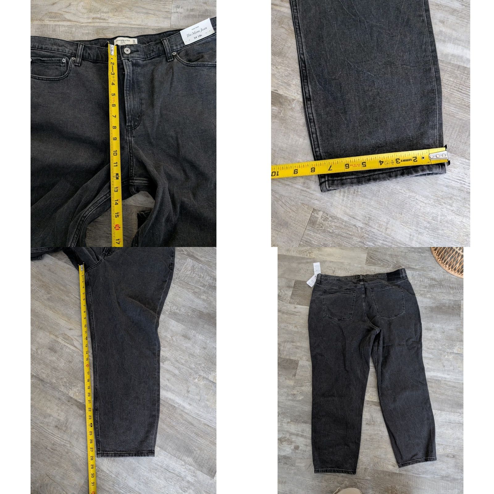 Abercrombie & Fitch VINTAGE NWT Abercrombie & Fitch The Mom High Rise Jeans 34/18 Washed Black NEW Size 24" / US 00 / IT 34 - 9 Thumbnail
