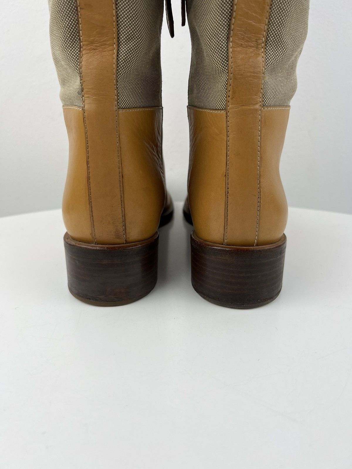 Prada PRADA MILANO Boots Leather Riding Tall Shoes Jacquard Logo Size US 6 / IT 36 - 14 Thumbnail