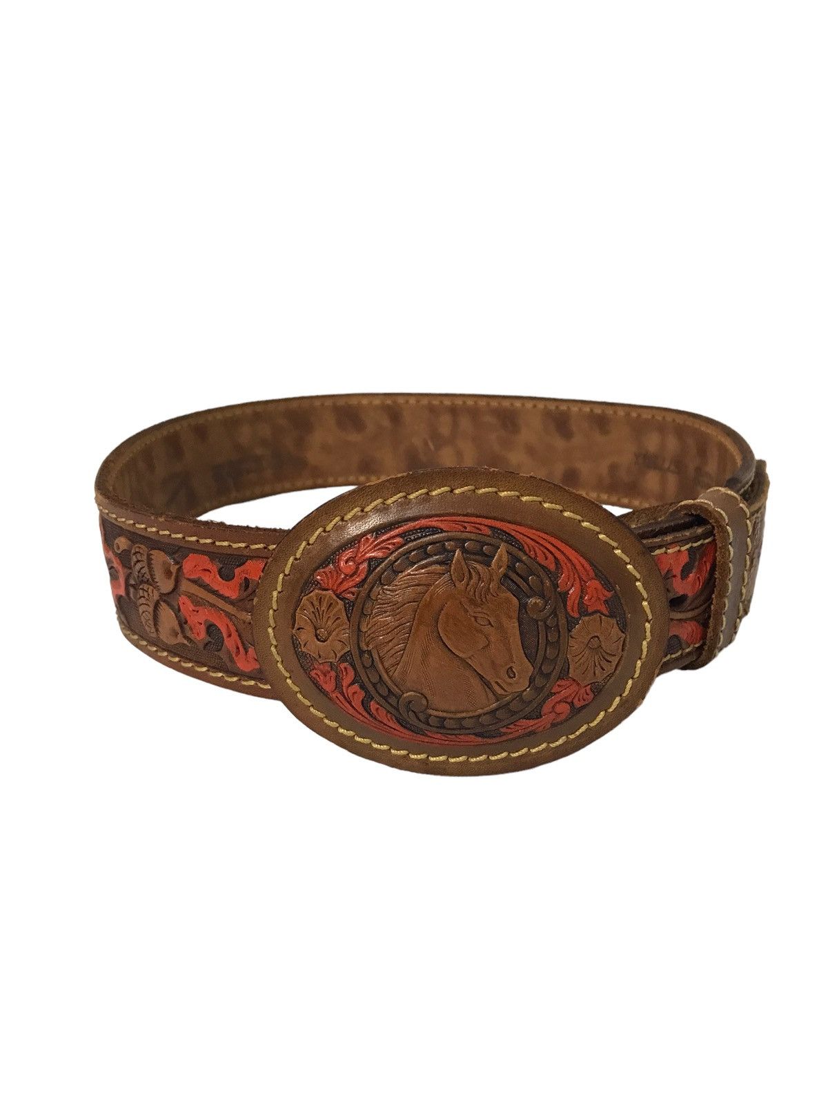 image of Cowboy Equipment x Genuine Leather Western Genuine Leather Belt in Brown, Men's