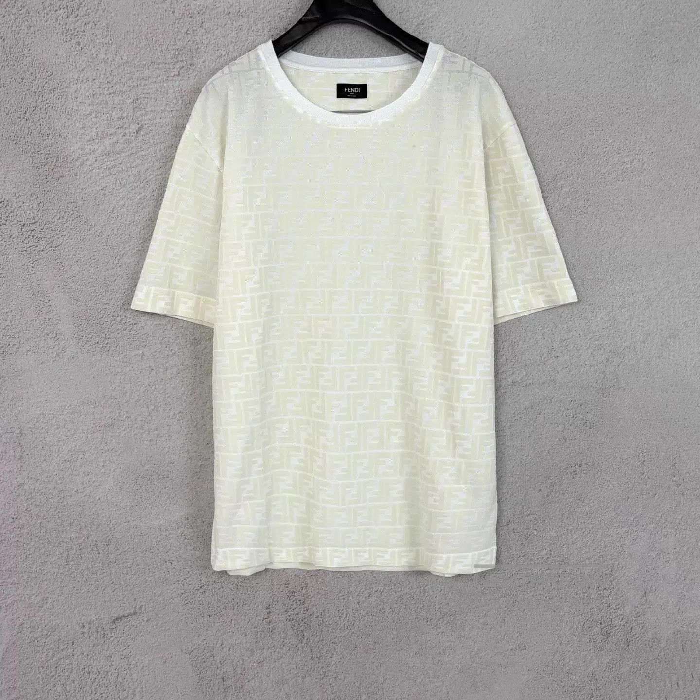 Fendi Beige Patterned Short Sleeve Shirt XL. Size US XL / EU 56 / 4 - 1 Thumbnail