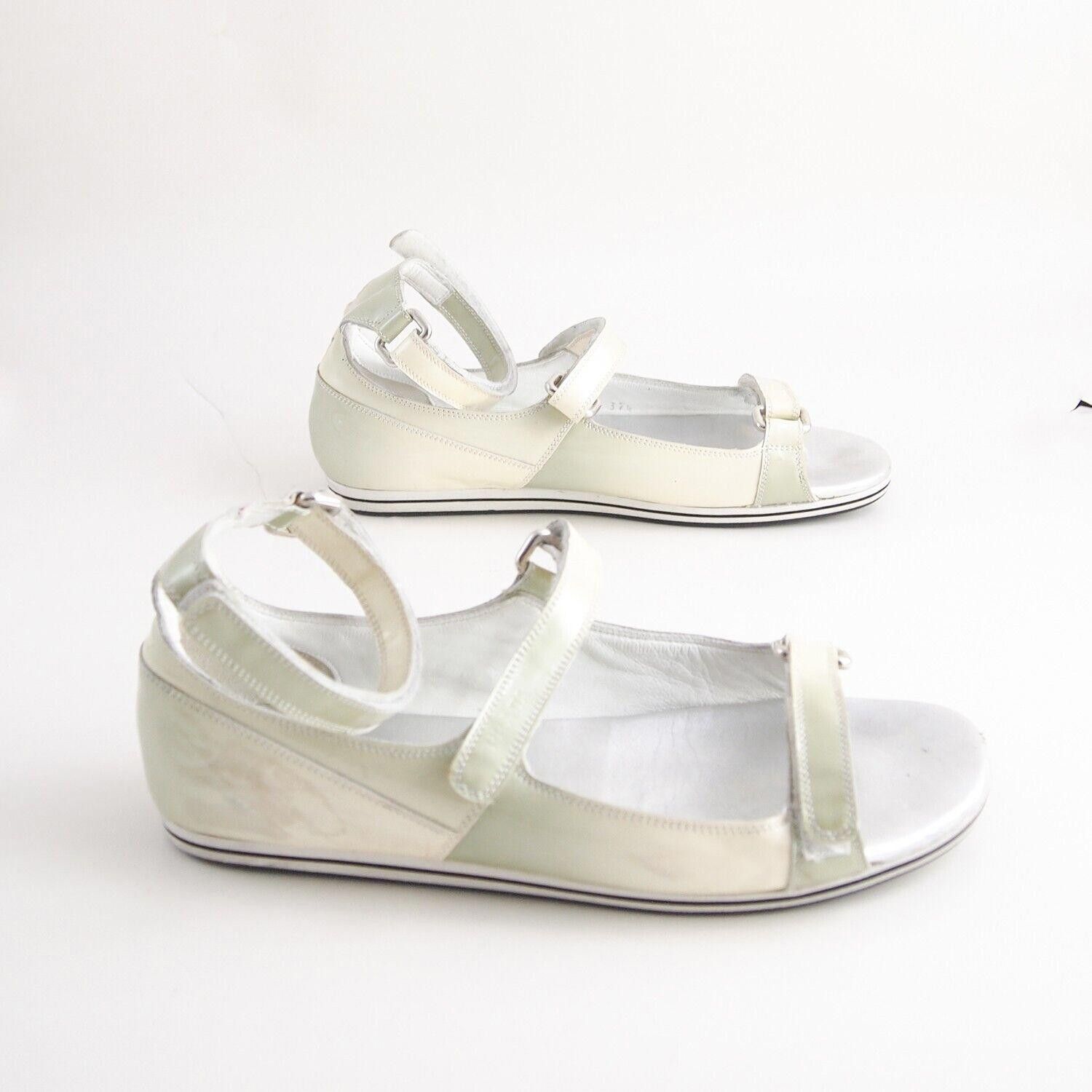 Prada Prada Strappy Sandals Ivory Green Pat Leather US 7.5 EU 37.5 Size US 7.5 / IT 37.5 - 5 Thumbnail