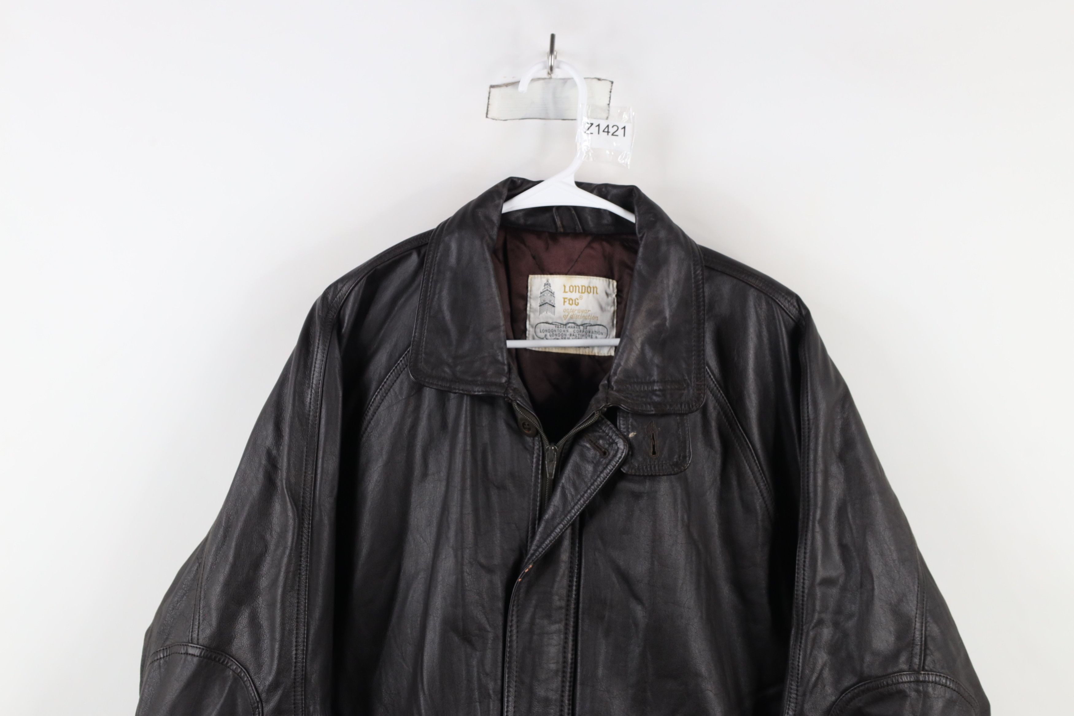 Vintage Vintage 90s Streetwear Leather Flight Bomber Jacket Brown Size US XL / EU 56 / 4 - 2 Thumbnail