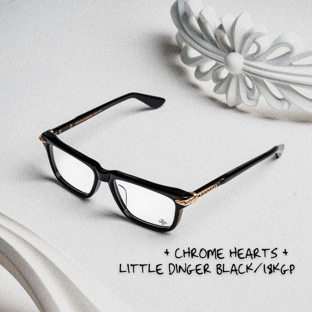 Chrome Hearts CHROME HEARTS LITTLE DINGER BLACK/ 18KGP GLASSES Size ONE SIZE - 1 Thumbnail