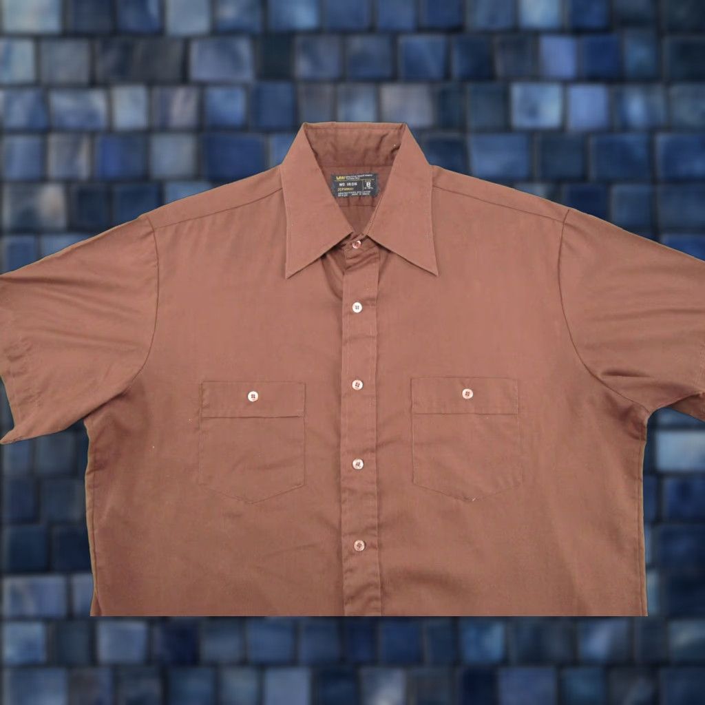 JCPenney VINTAGE JC Penney Long Sleeve Shirt M Brown Disco 70s 80s Retro Button-Front Mens Womens Size US M / EU 48-50 / 2 - 1 Thumbnail