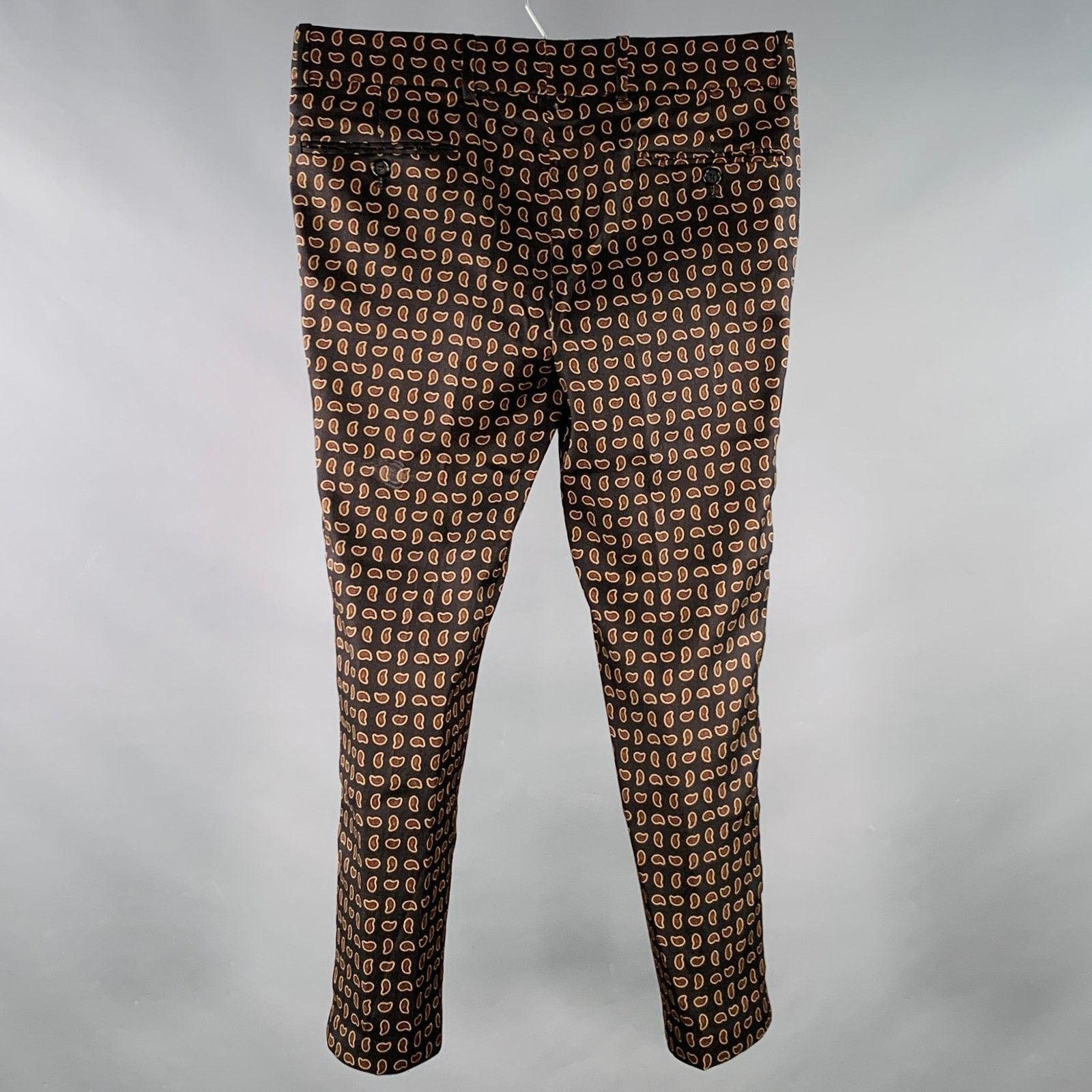 Alexander McQueen Size 34 Black Red Yellow Paisley Wool Silk Dress Pants Size US 34 / EU 50 - 3 Thumbnail