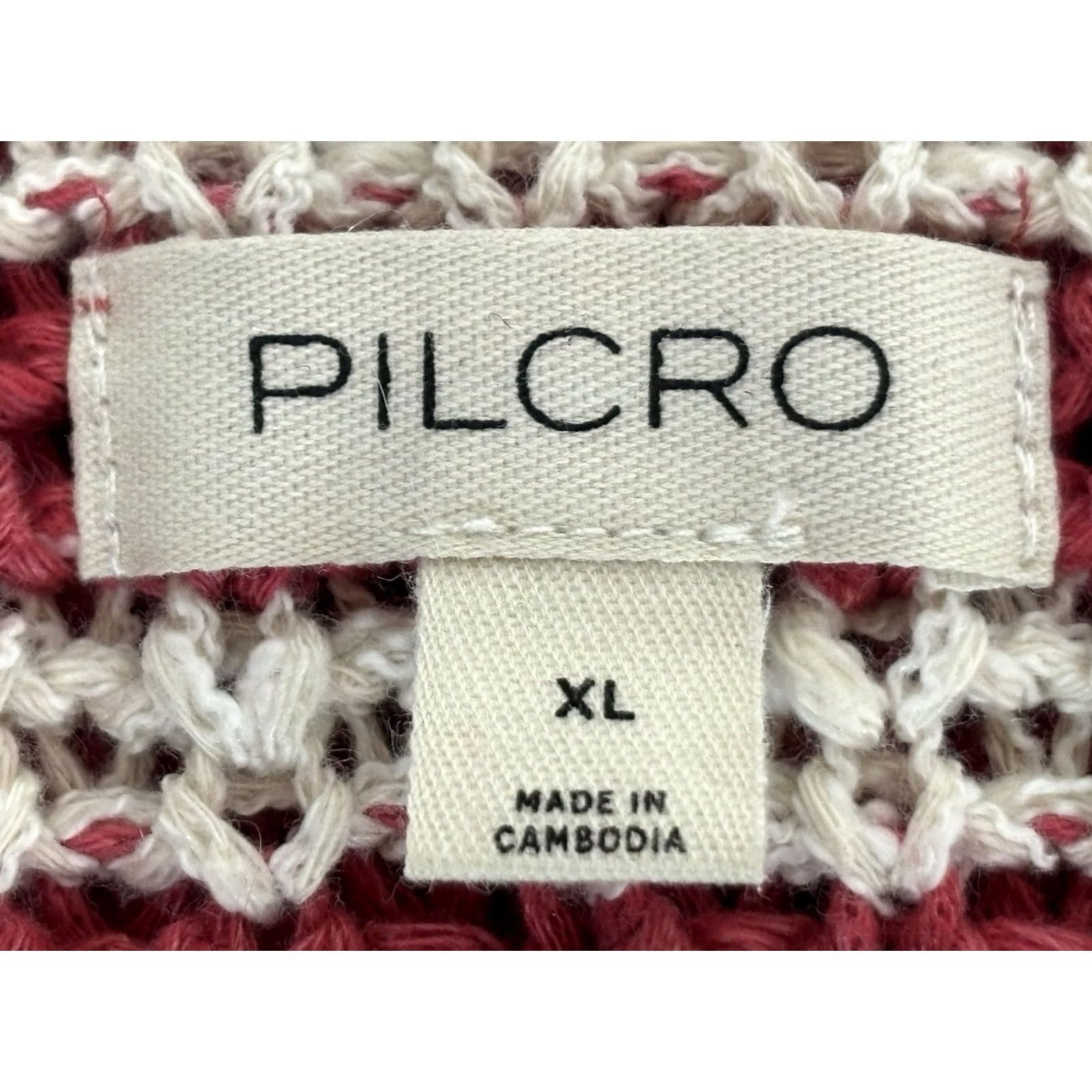 Vintage Pilcro Anthropologie Bell Sleeve Henley Sweater Women’s XL Striped Coastal Pink Cream Coastal Nautical Slouchy Crew Mens Women Girls Size XL / US 12-14 / IT 48-50 - 6 Thumbnail