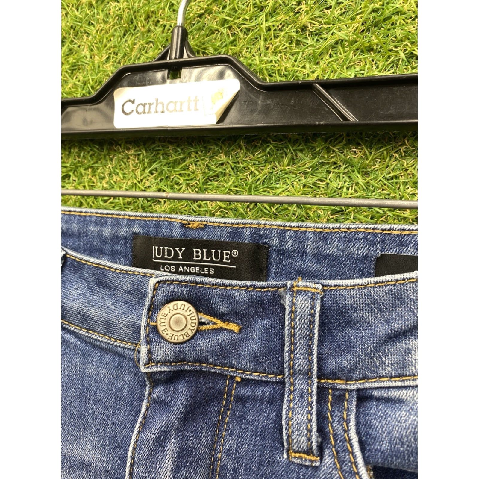 Vintage Judy Blue Jeans Womens Skinny 7/28 Buffalo Plaid Distressed Holes Stretch Denim Blue 28 Inseam 5-Pocket Logo Casual Mens? Size 28" / US 6 / IT 42 - 4 Thumbnail