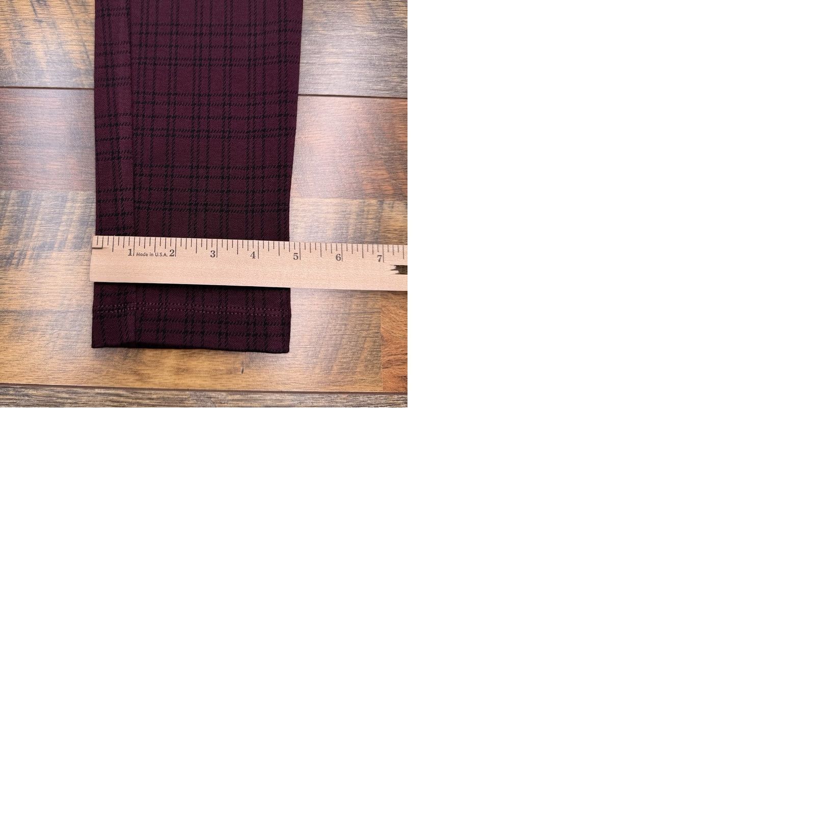 Loft LOFT Legging Womens Medium Burgundy Check Stretch New Size 32" / US 10 / IT 46 - 9 Thumbnail