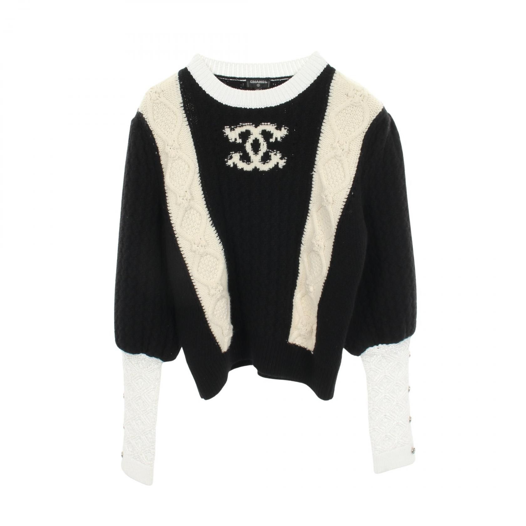 Chanel Chanel Chanel Coco Mark Wool Cashmere Top Textile Tops P70976K10191 DUTY FREE for USA Size ONE SIZE - 1 Thumbnail