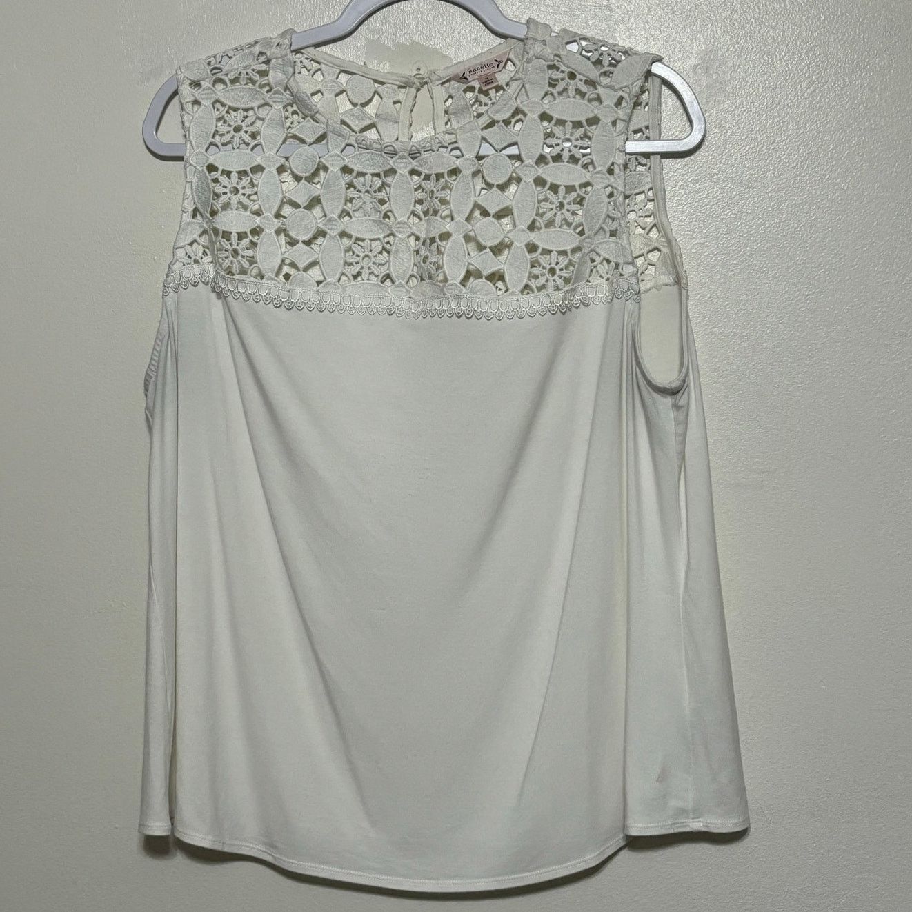Nanette Lepore Nanette Lepore Ivory Crocheted Lace Sleeveless Top Size 1X Size XXL / US 16-18 / IT 52-54 - 1 Thumbnail