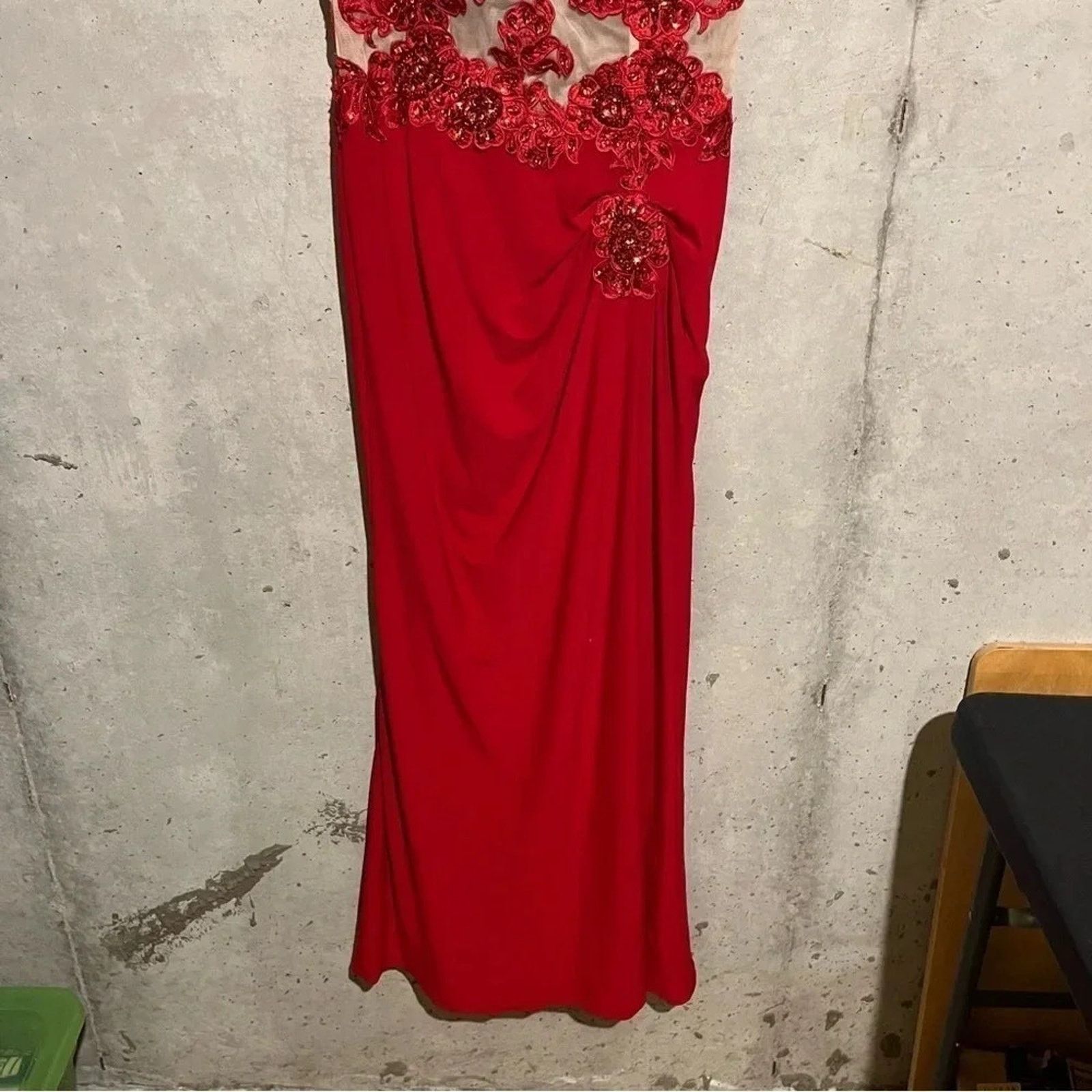 Other Nina Nischelle Red Floral Sheer Cocktail Prom Dress Sz 12 Size XL / US 12-14 / IT 48-50 - 3 Thumbnail