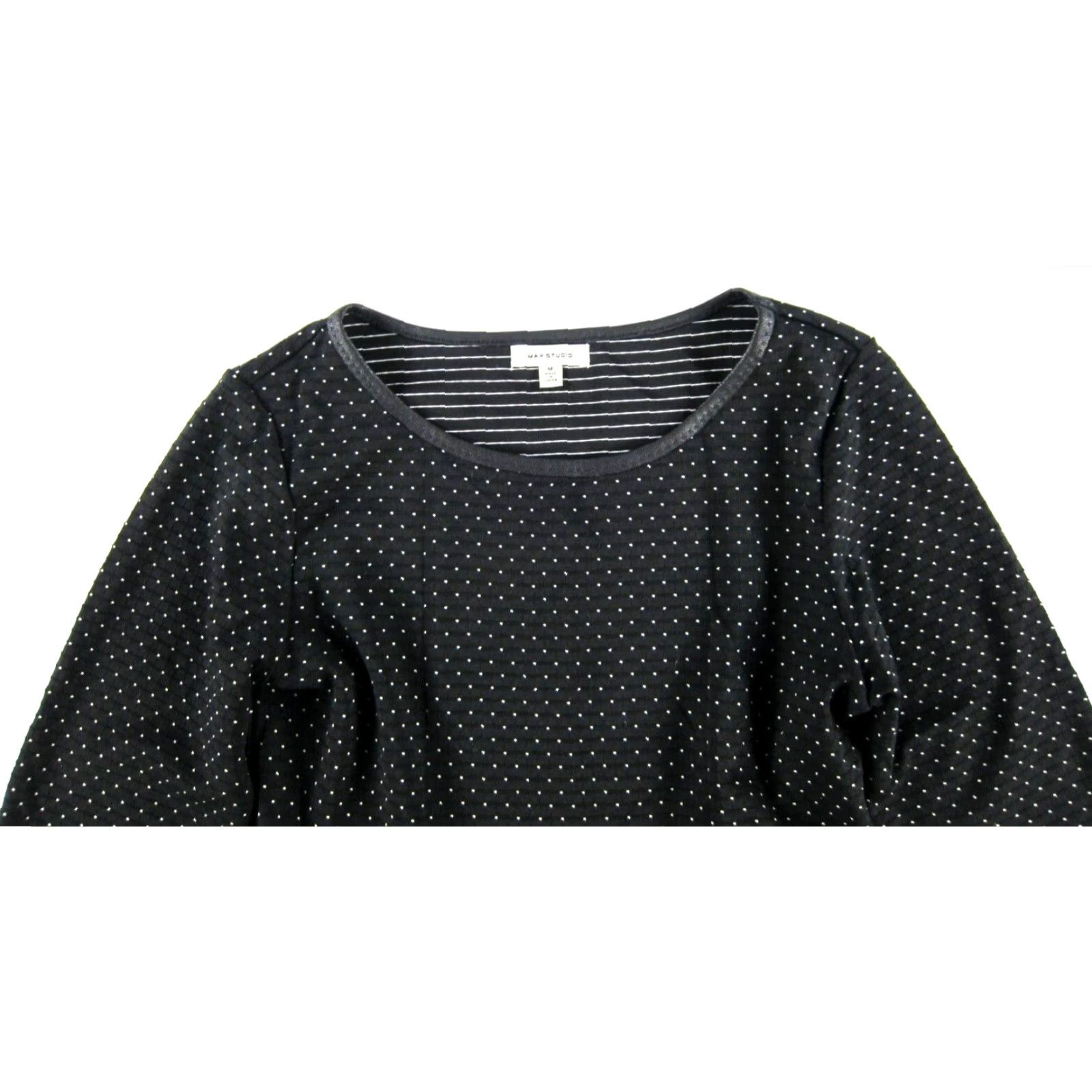 Vintage VINTAGE Max Studio Black White Stretch Polka Dot Long Sleeve Sheath Dress Medium Size M / US 6-8 / IT 42-44 - 4 Thumbnail