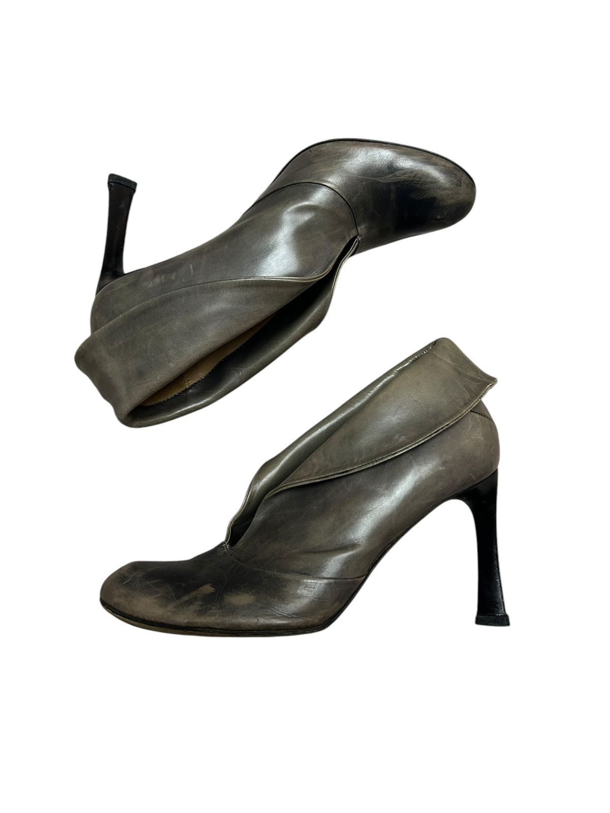 Costume National Aged Leather Heels Size US 6.5 / IT 36.5 - 5 Thumbnail