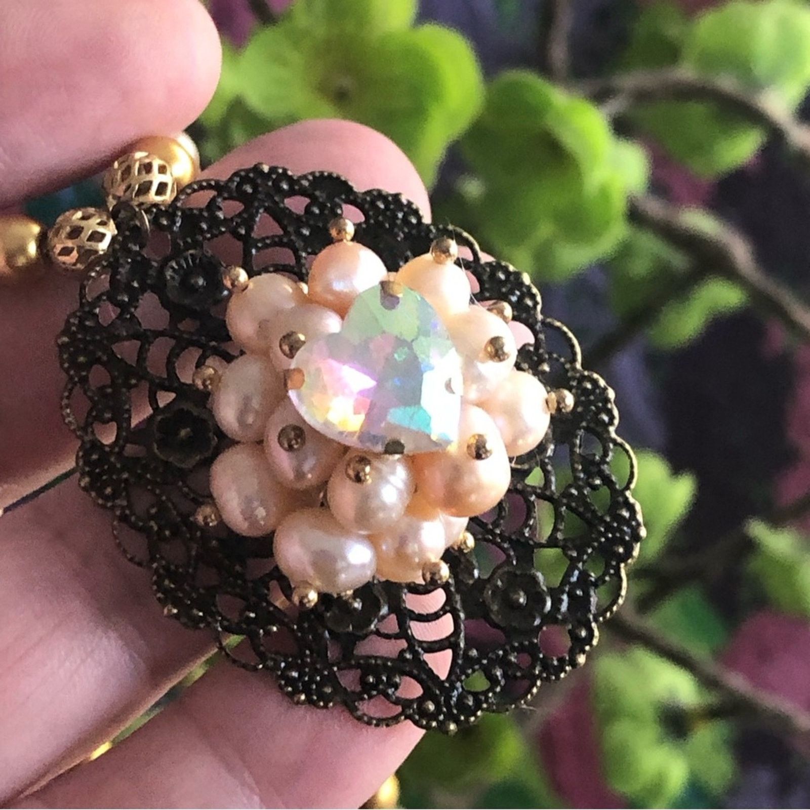 Handmade Handcrafted repurpose pearl cluster filigree Pearl necklace Size ONE SIZE - 2 Thumbnail
