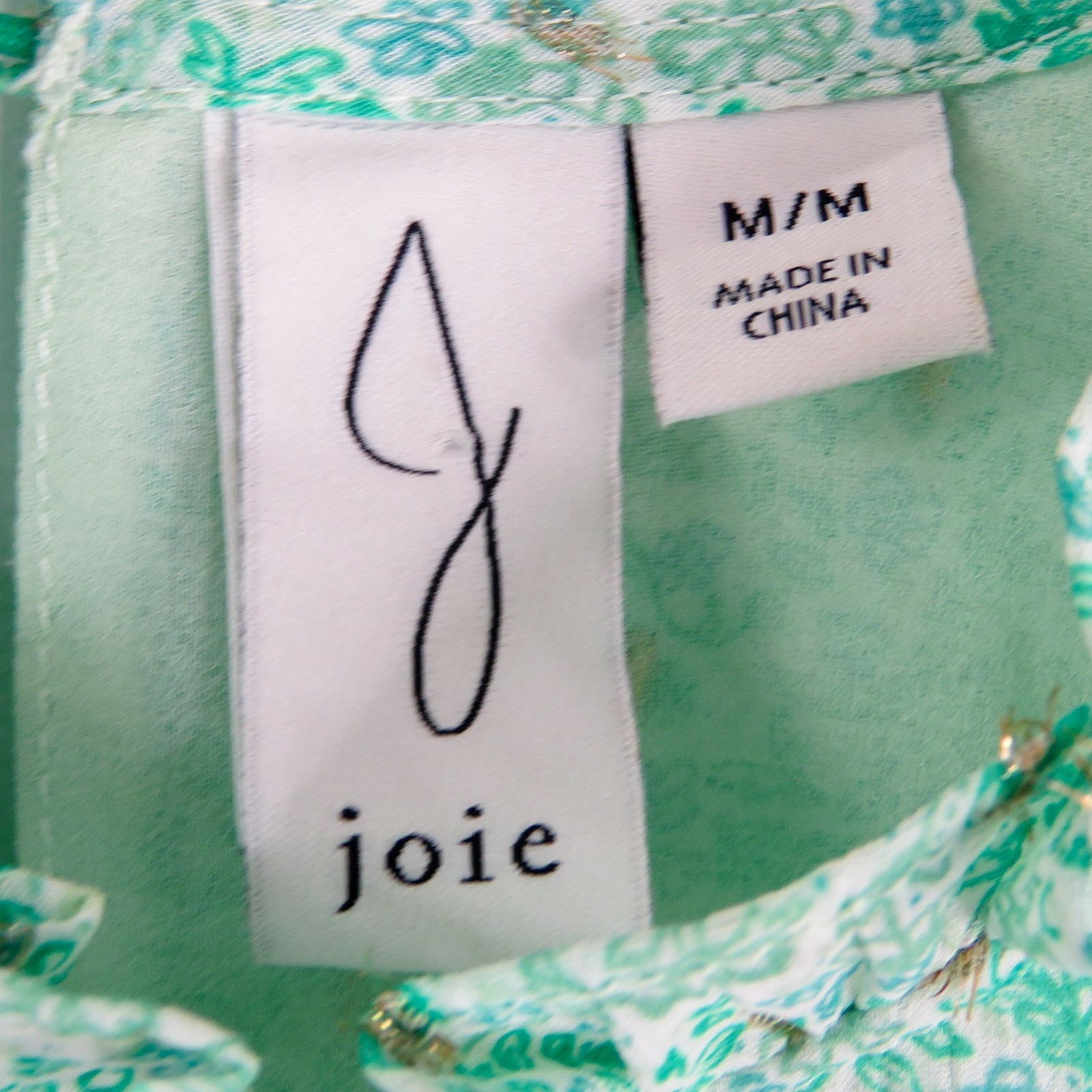 Joie Joie Green Floral Babydoll Blouse Gold Accents Medium Size S / US 4 / IT 40 - 6 Thumbnail