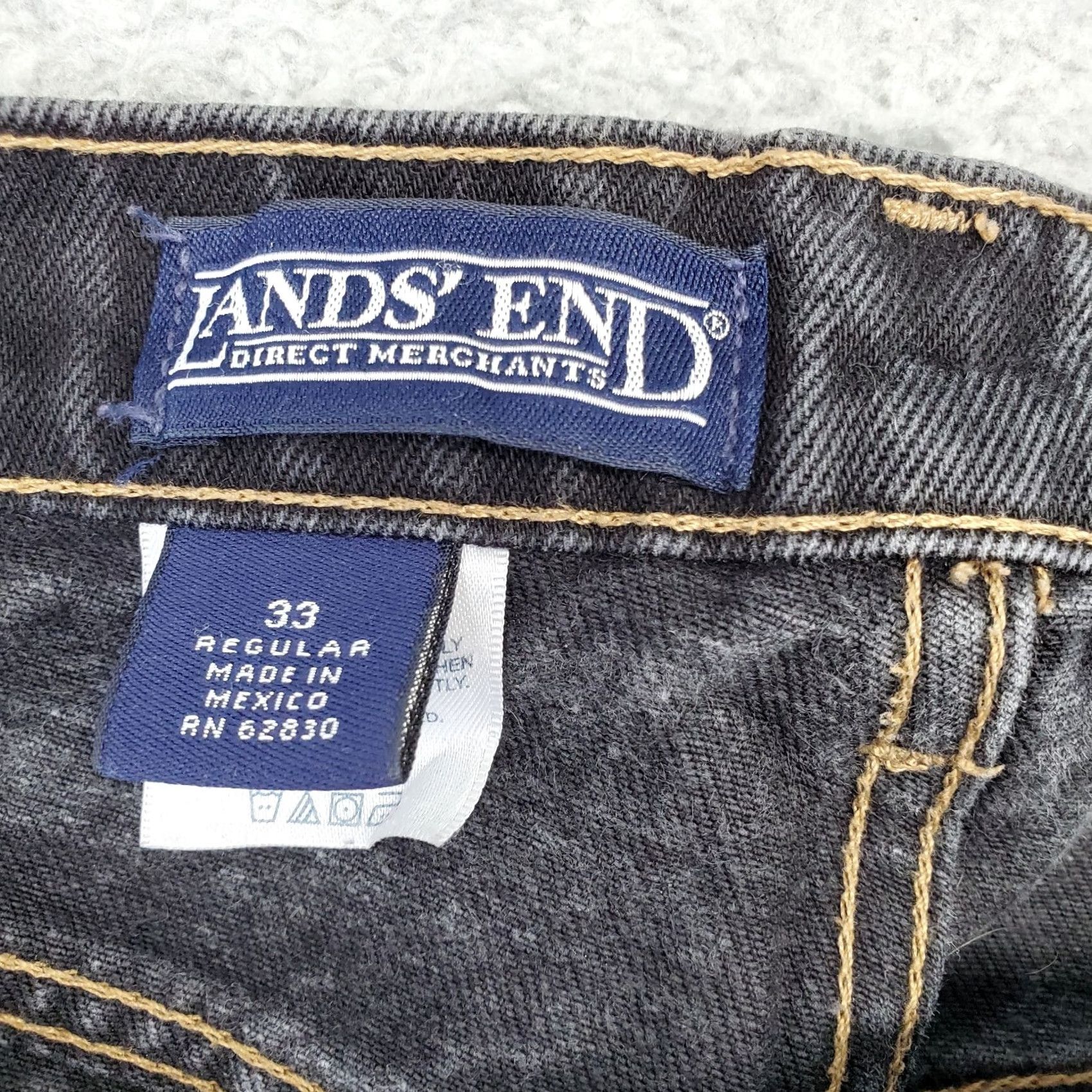 Lands' End Lands' End Mens Jeans 33 Black Denim Stretch Boho Streetwear Grunge Straight Leg Jeans Mens Size 33 Black Denim 5-Pocket Regular Fit Vintage? No Size US 33 - 6 Thumbnail