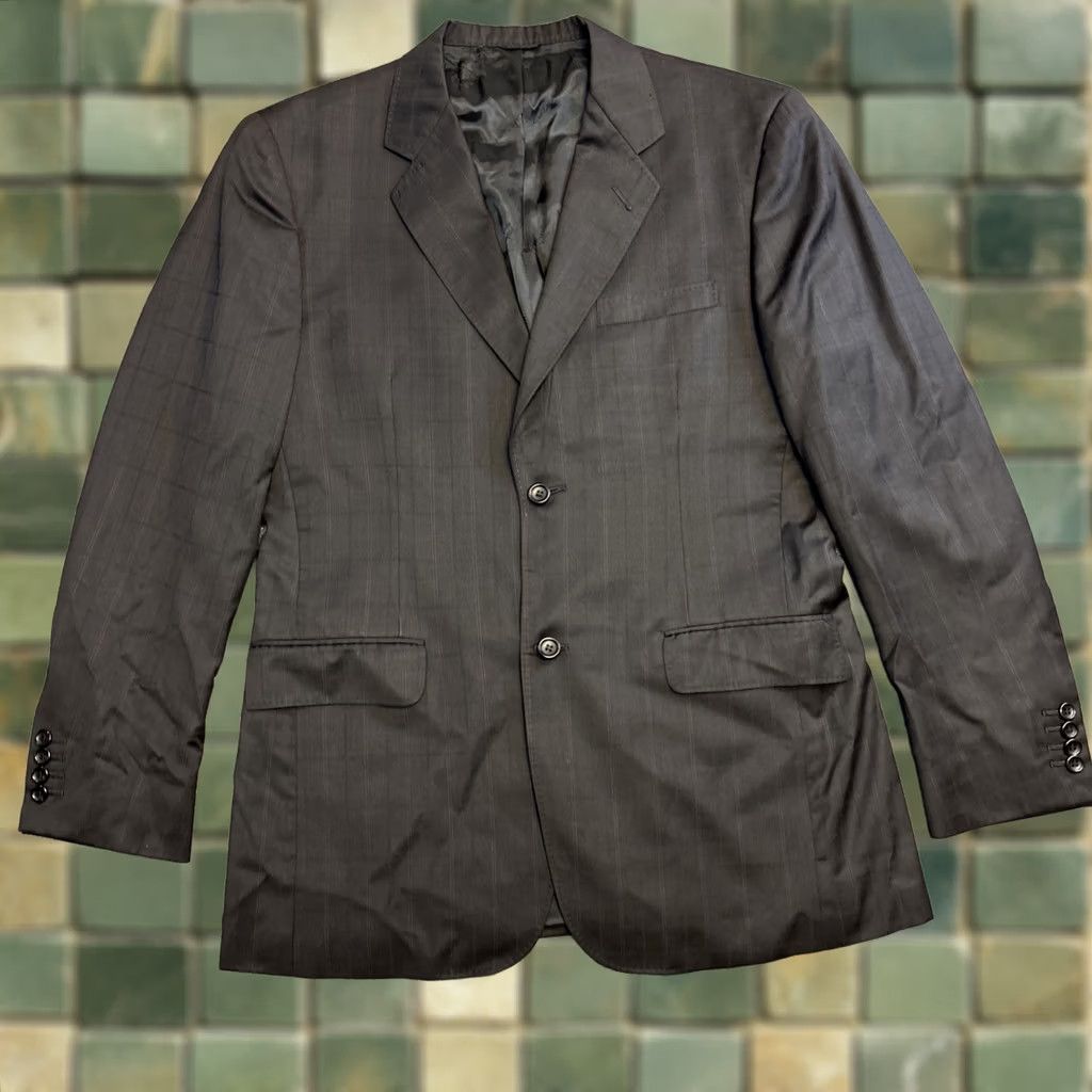 Ermenegildo Zegna VINTAGE? Custom Made Ermenegildo Zegna Dark Window Pane Suit 2 Piece 40L Gray Mens 36x30 Size 40R - 1 Thumbnail