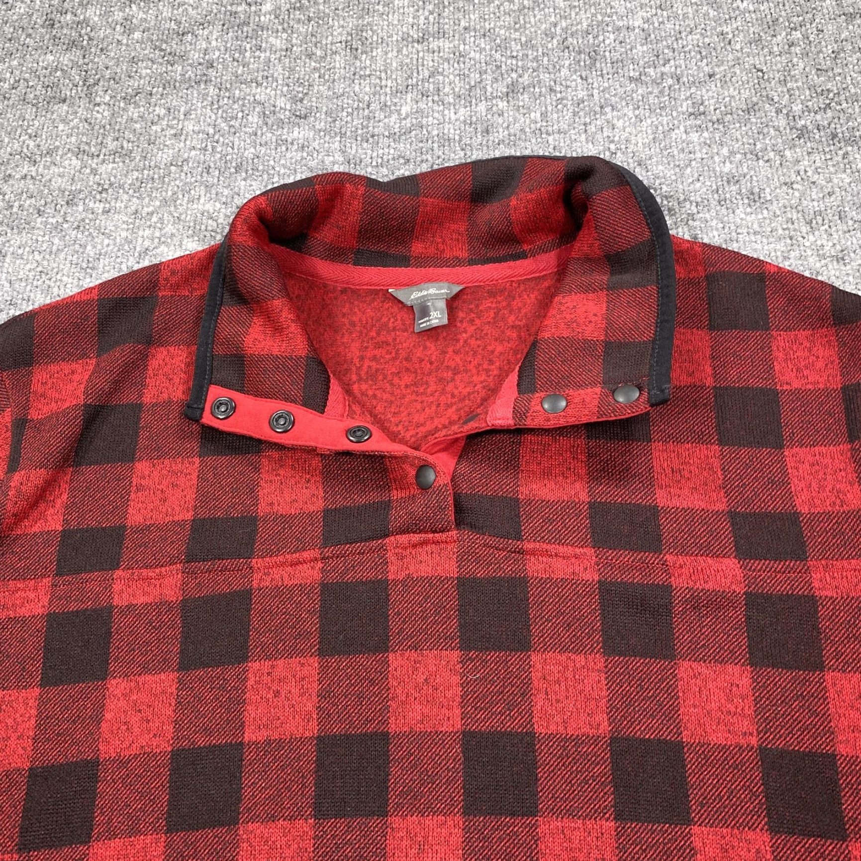 Eddie Bauer Eddie Bauer Sweater Womens 2XL Red Plaid Fleece Pullover Mock Neck Pockets Size XXL / US 16-18 / IT 52-54 - 2 Thumbnail