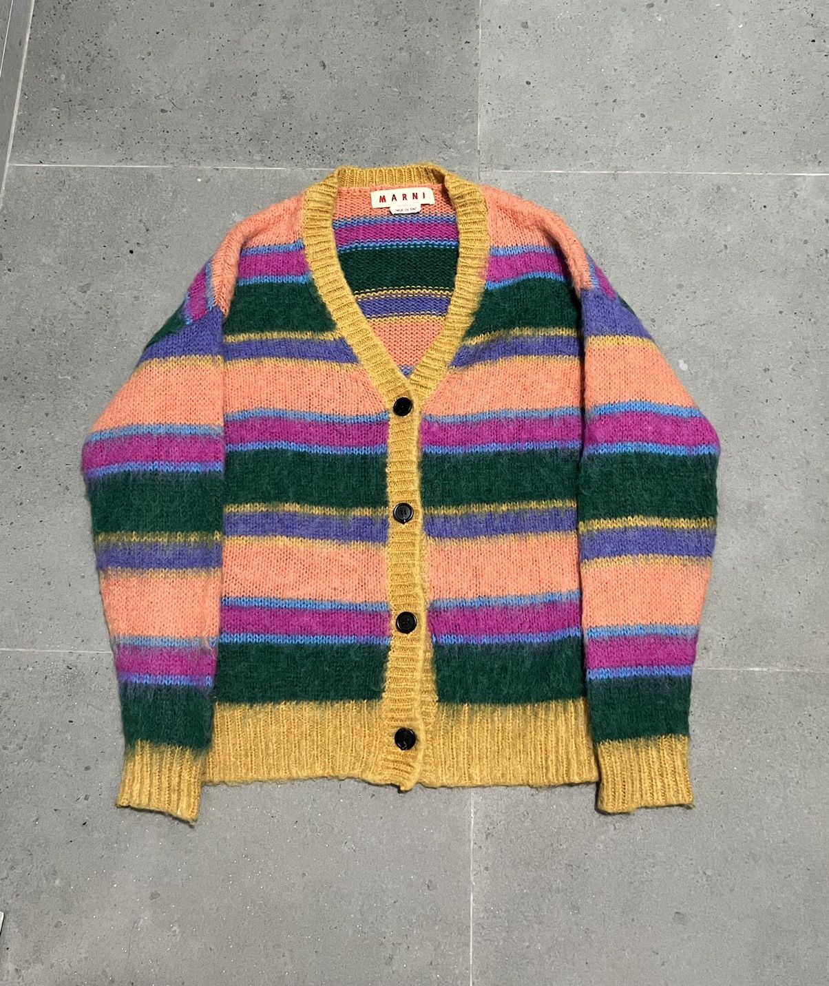 Pre-owned Marni Fuzzy Cardigan In Rainbow