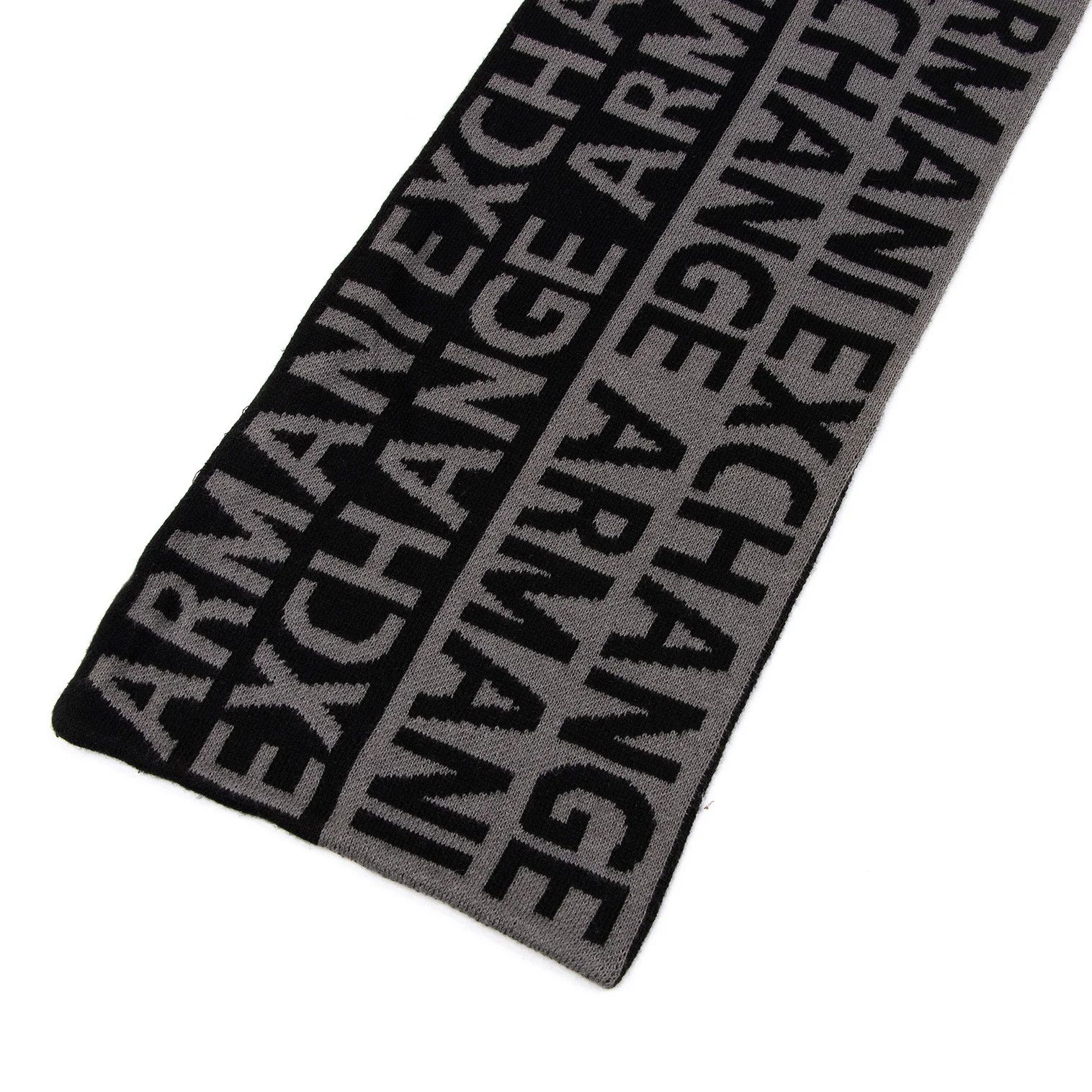Armani Jacquard Knit Scarf in Black and Gray Size ONE SIZE - 3 Thumbnail