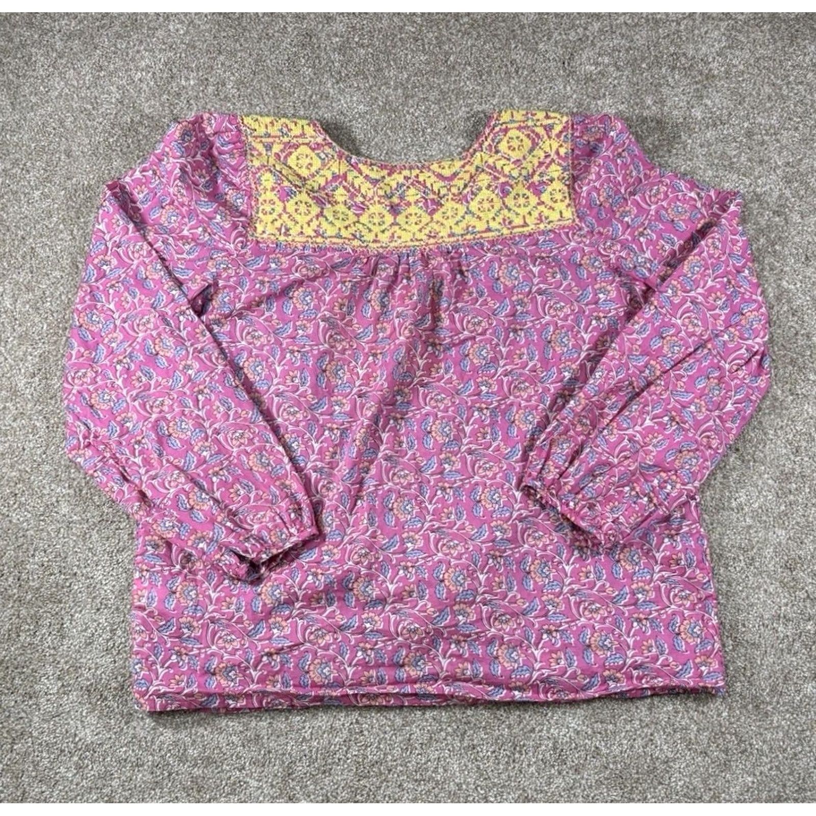 J.Crew J.CREW Blouse Pink Embroidered Floral Cotton Long Sleeve Boho V-Neck Womens M Size M / US 6-8 / IT 42-44 - 8 Thumbnail