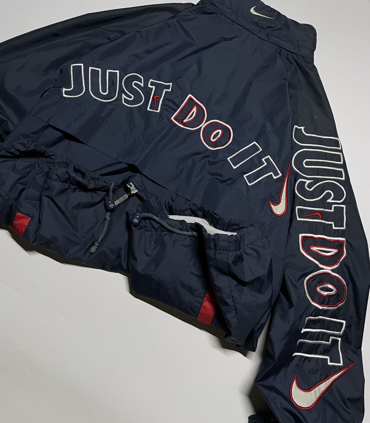 Nike × Vintage Nike Premier Just Do it Hidden Hooded Lightweight Navy Size US M / EU 48-50 / 2 - 4 Thumbnail