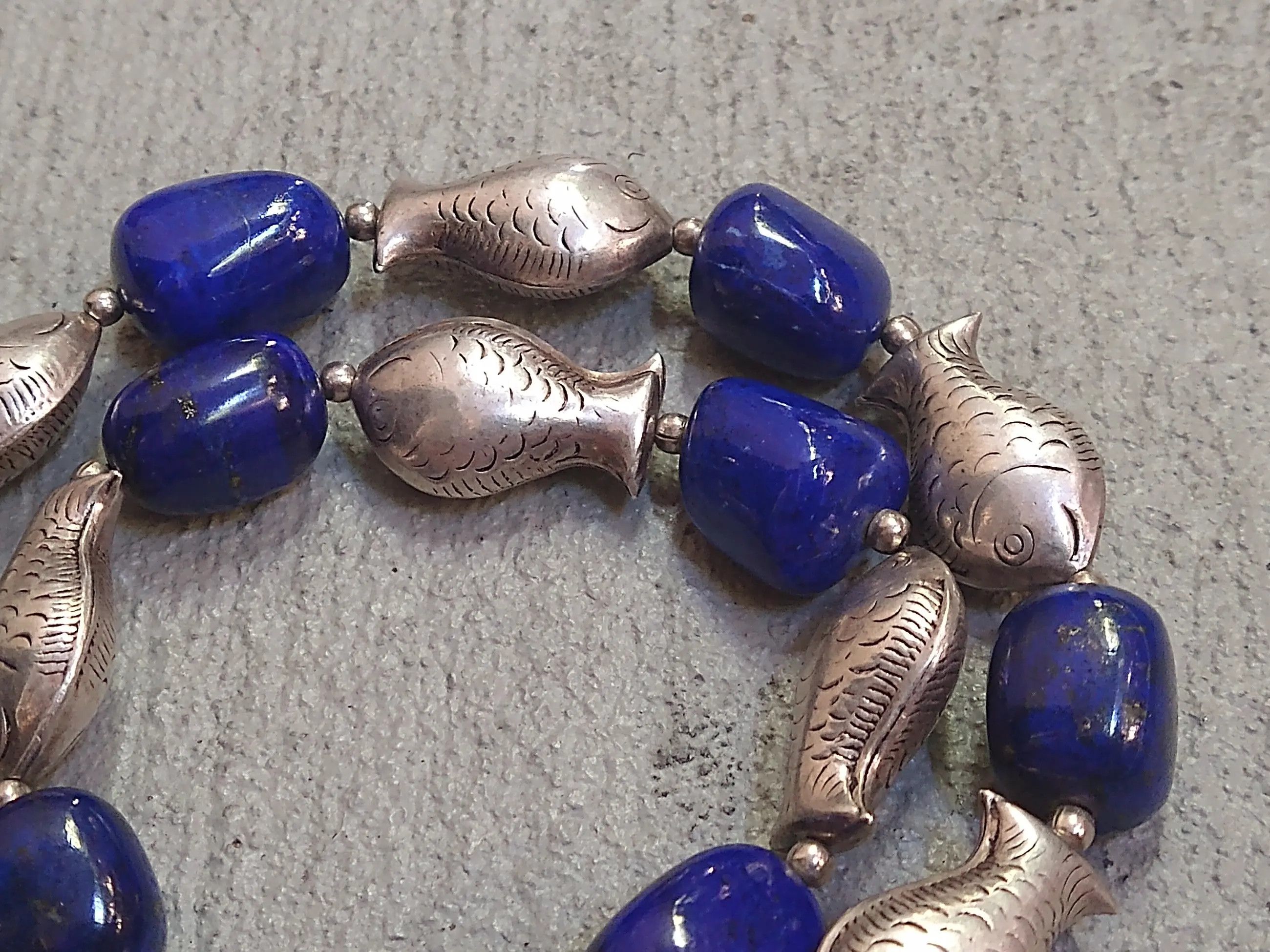 Jewelry Sterling Silver Necklace Fish Lapis Lazuli Size ONE SIZE - 7 Thumbnail