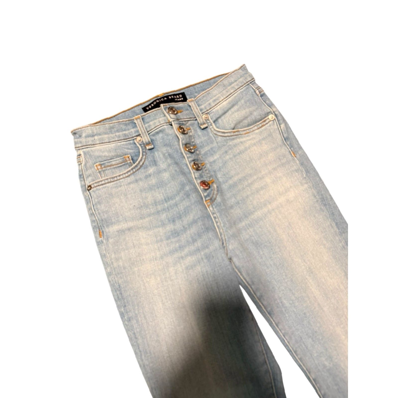 Veronica Beard VERONICA BEARD Jeans Womens 25 Light Wash Debbie Skinny High Rise Button Fly Size 42" / US 20 - 3 Thumbnail