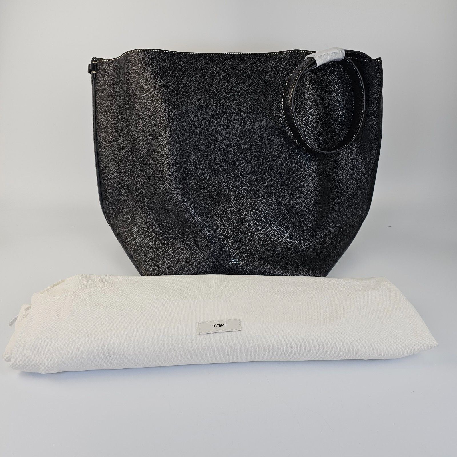 Toteme TOTEME Belted Black Grained Leather Tote Bag New Size ONE SIZE - 2 Thumbnail