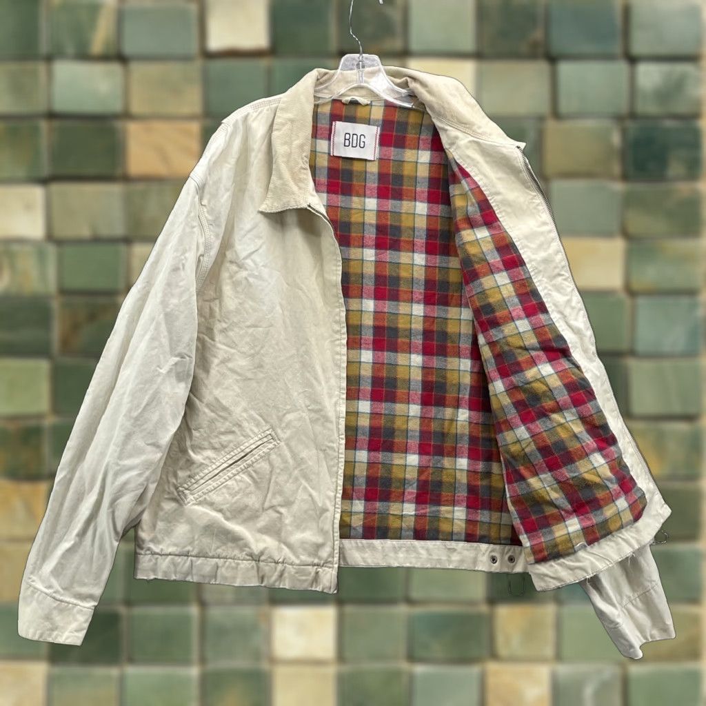 Bdg BDG Bomber Jacket XL/XXL Ivory Flannel Lined Preppy Academia Mechanic Street Skater/Nautical Casual Workwear Unisex Adults Mens Womens 90s Vintage? Size XXL / US 16-18 / IT 52-54 - 1 Thumbnail