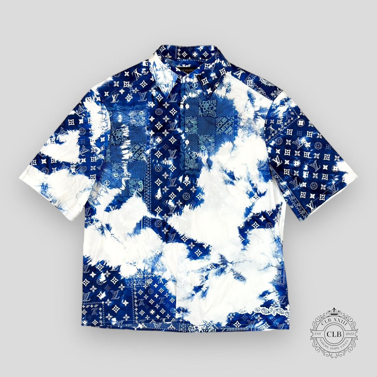 Louis Vuitton LOUIS VUITTON MONOGRAM BANDANA SHORT SLEEVE SHIRT- BLUE