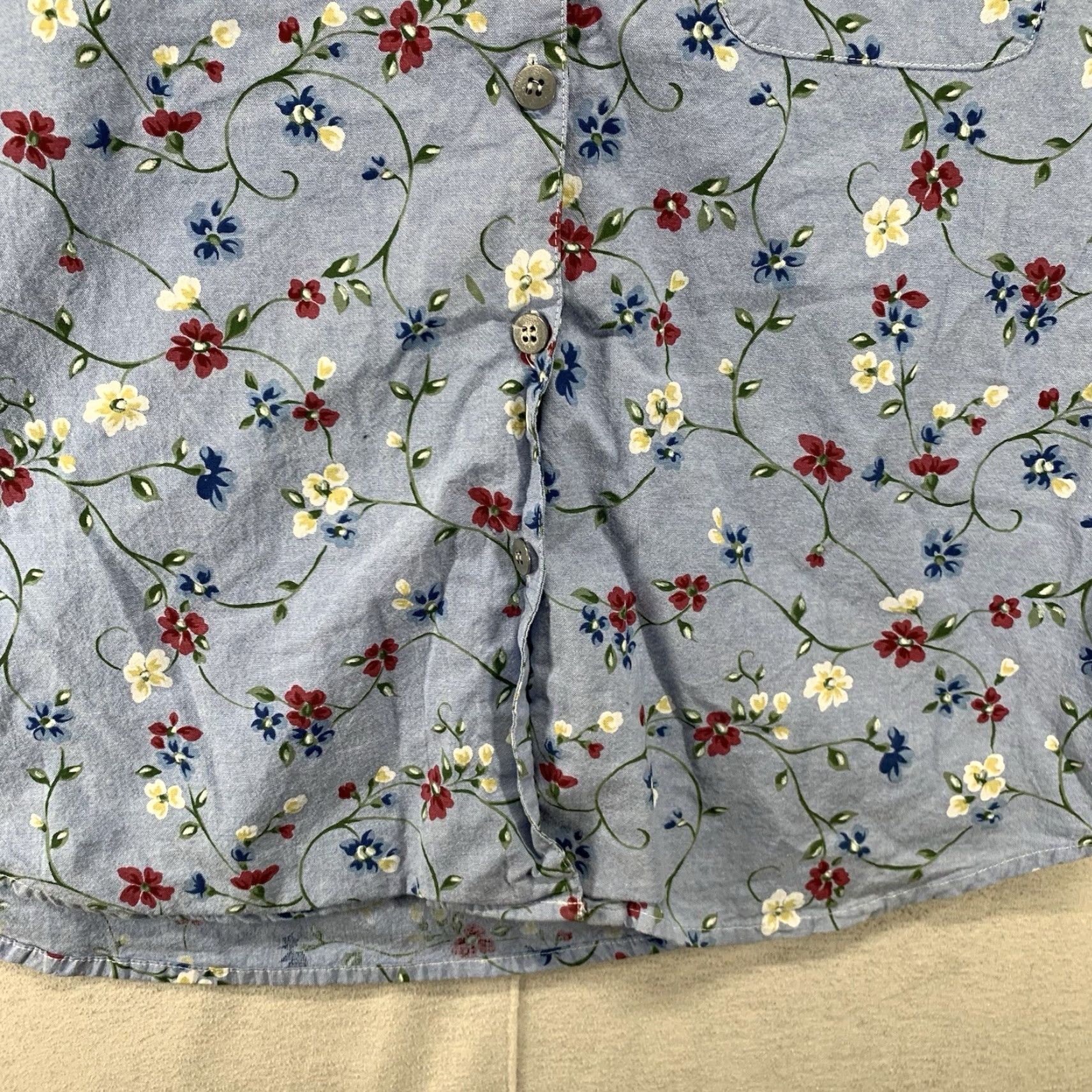 Vintage Vintage 90s Women's Button Up Large Top All Cotton Metal Button Pocket W/Shorts Size L / US 10 / IT 46 - 6 Thumbnail